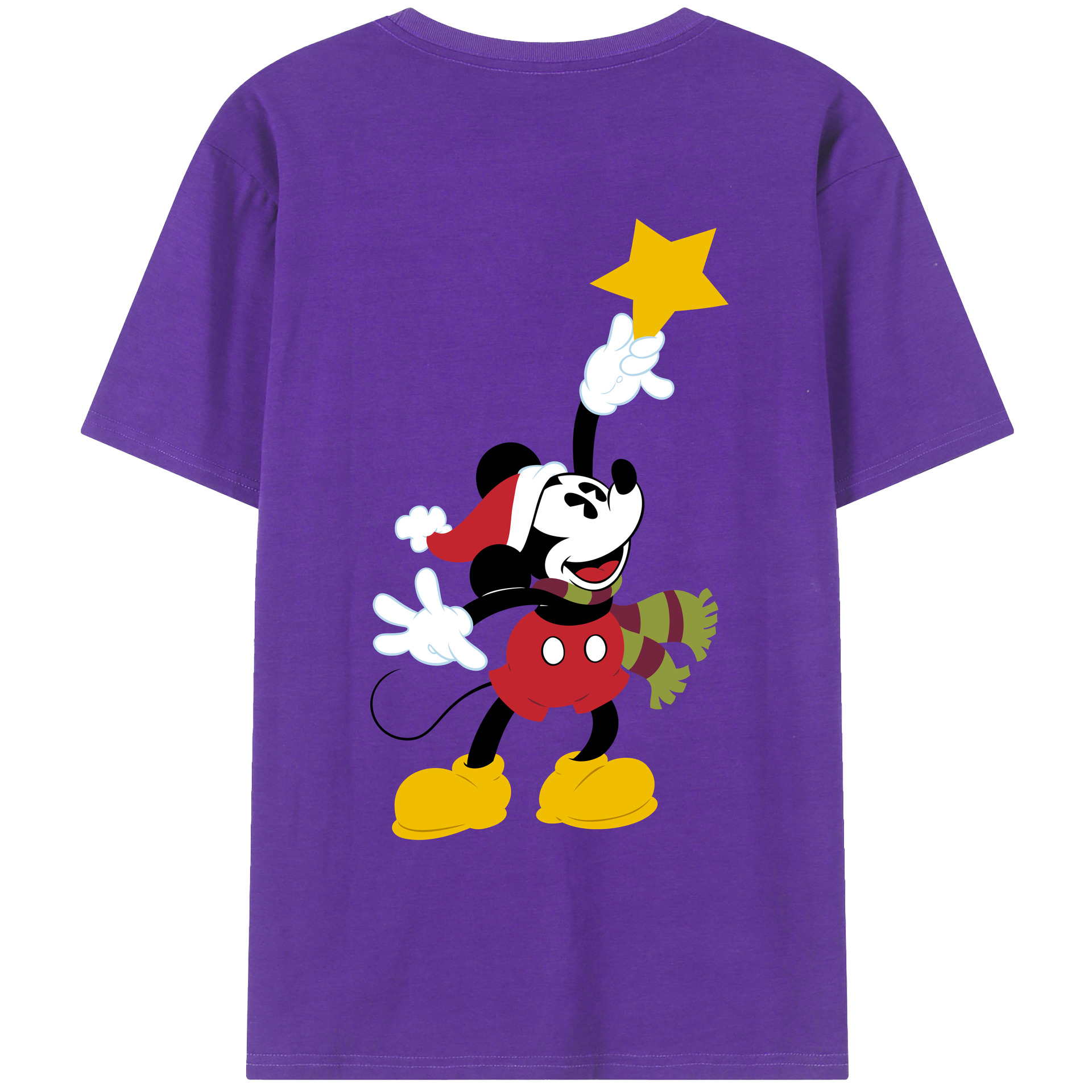 ミッキーマウス Mickey Mouse 綿100％ メンズ半袖Tシャツ（バックプリント） 通気性