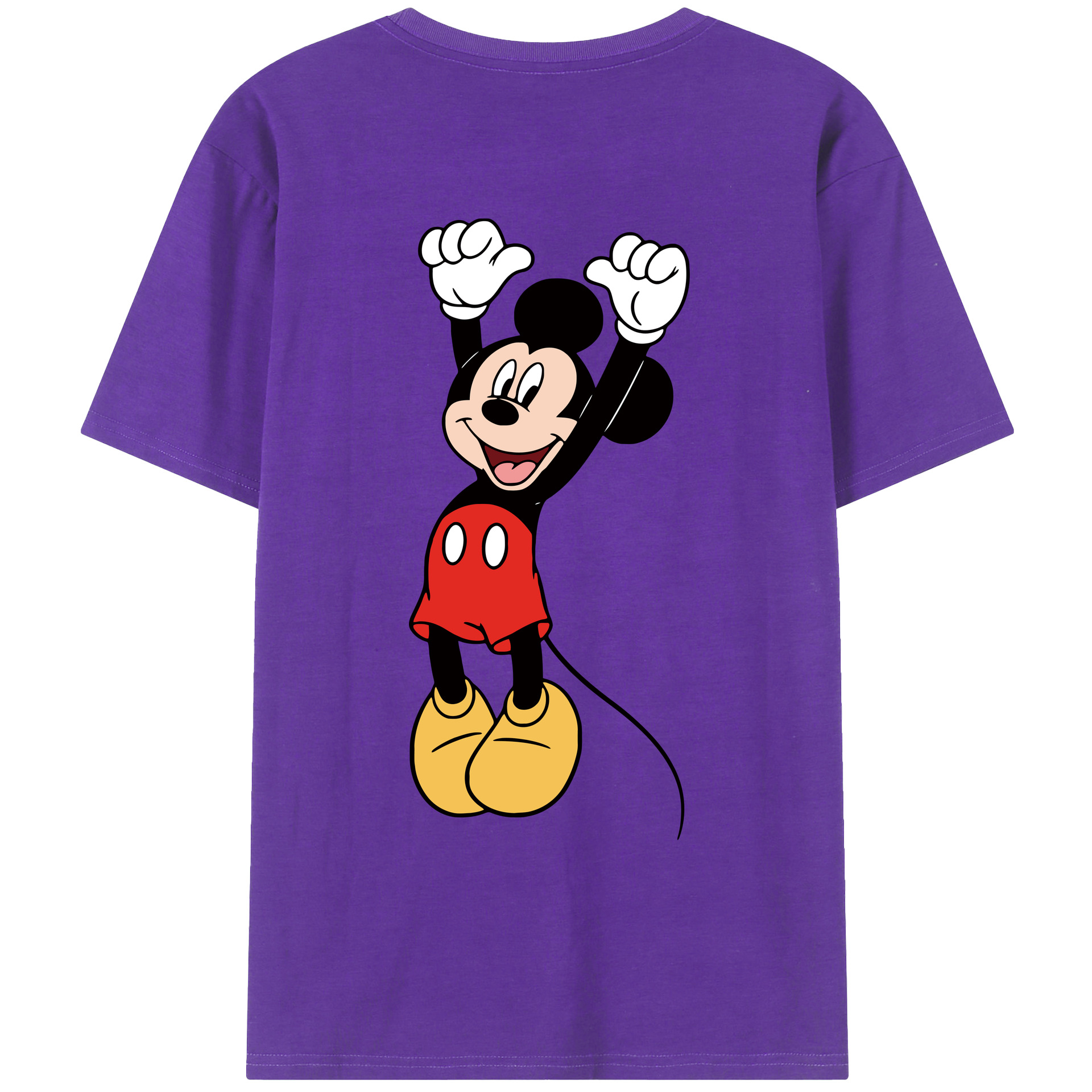 ミッキーマウス Mickey Mouse 綿100％ メンズ半袖Tシャツ（バックプリント） 通気性