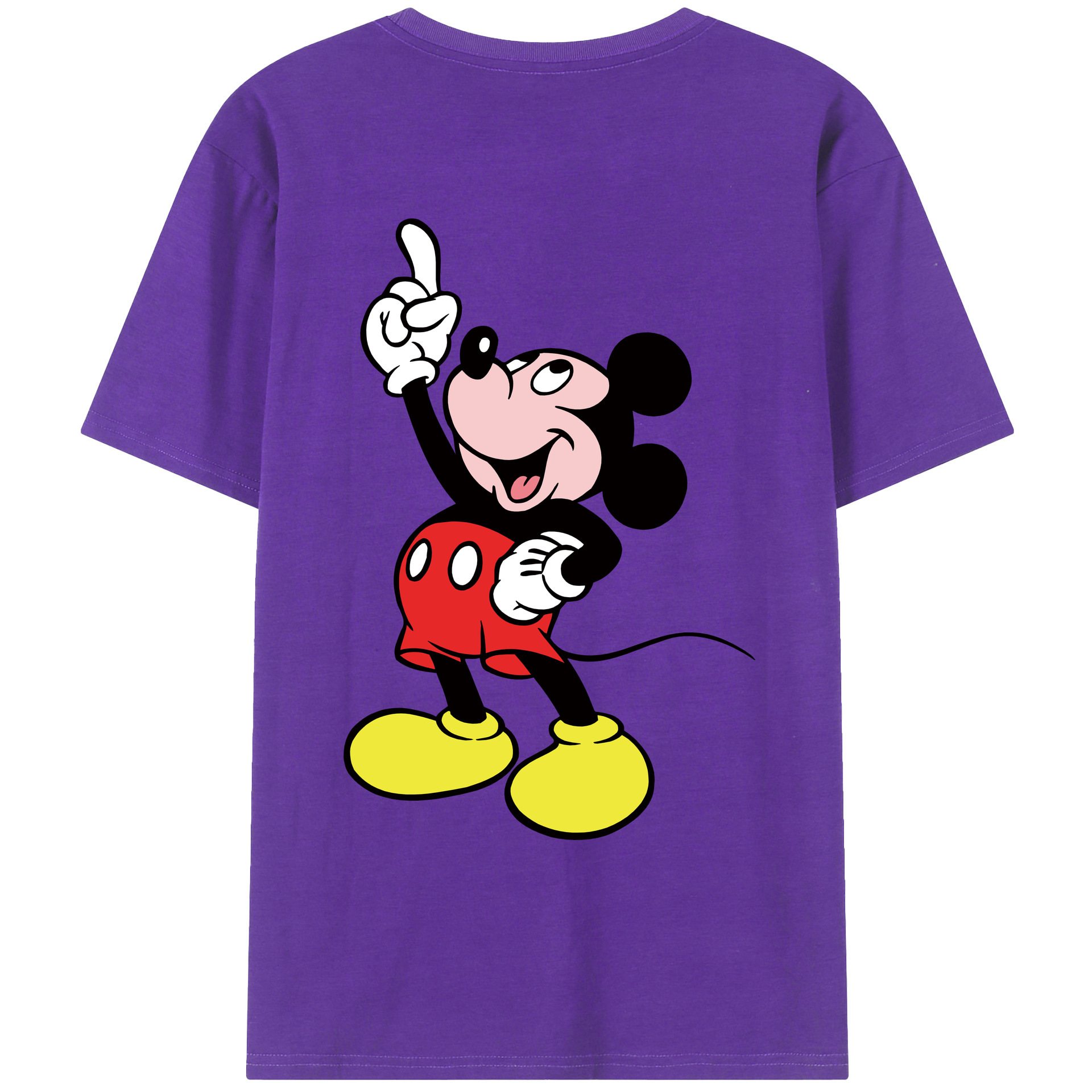 ミッキーマウス Mickey Mouse 綿100％ メンズ半袖Tシャツ（バックプリント） 通気性