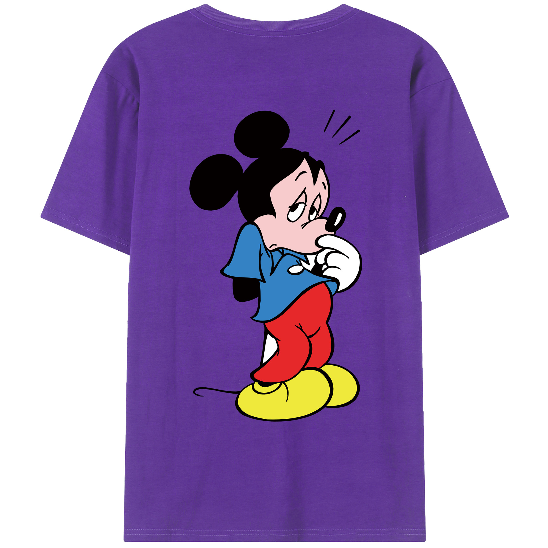 ミッキーマウス Mickey Mouse 綿100％ メンズ半袖Tシャツ（バックプリント） 通気性