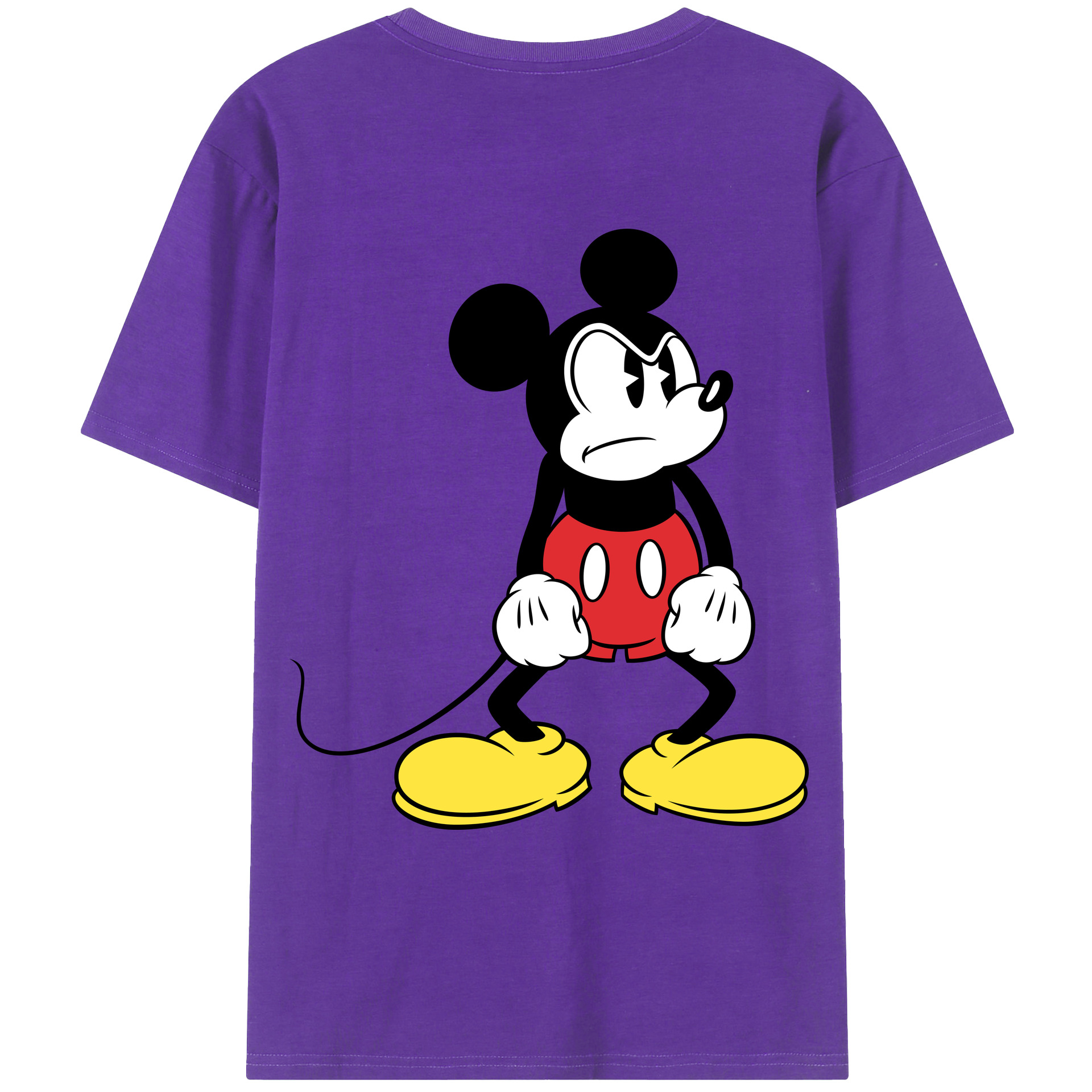 ミッキーマウス Mickey Mouse 綿100％ メンズ半袖Tシャツ（バックプリント） 通気性