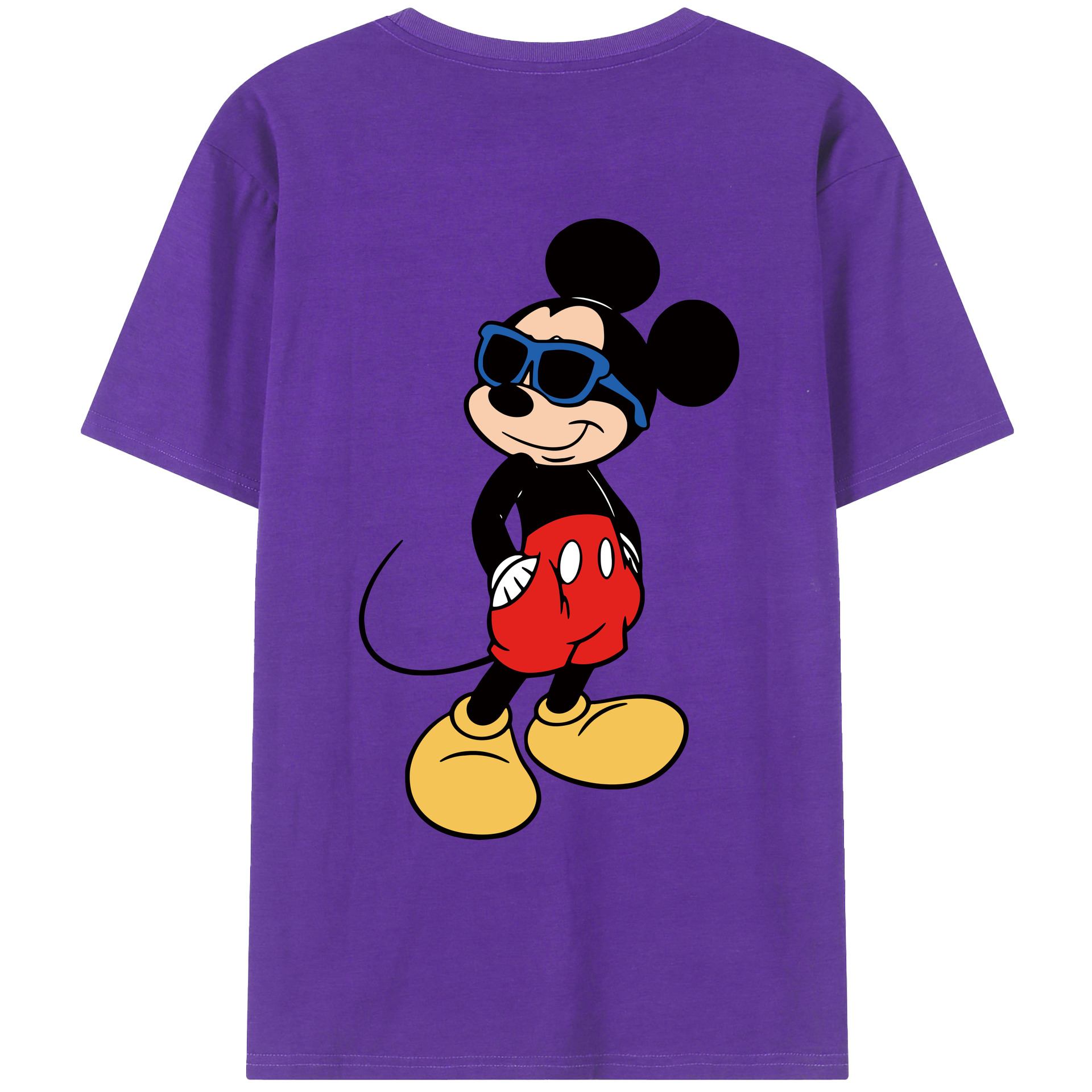ミッキーマウス Mickey Mouse 綿100％ メンズ半袖Tシャツ（バックプリント） 通気性