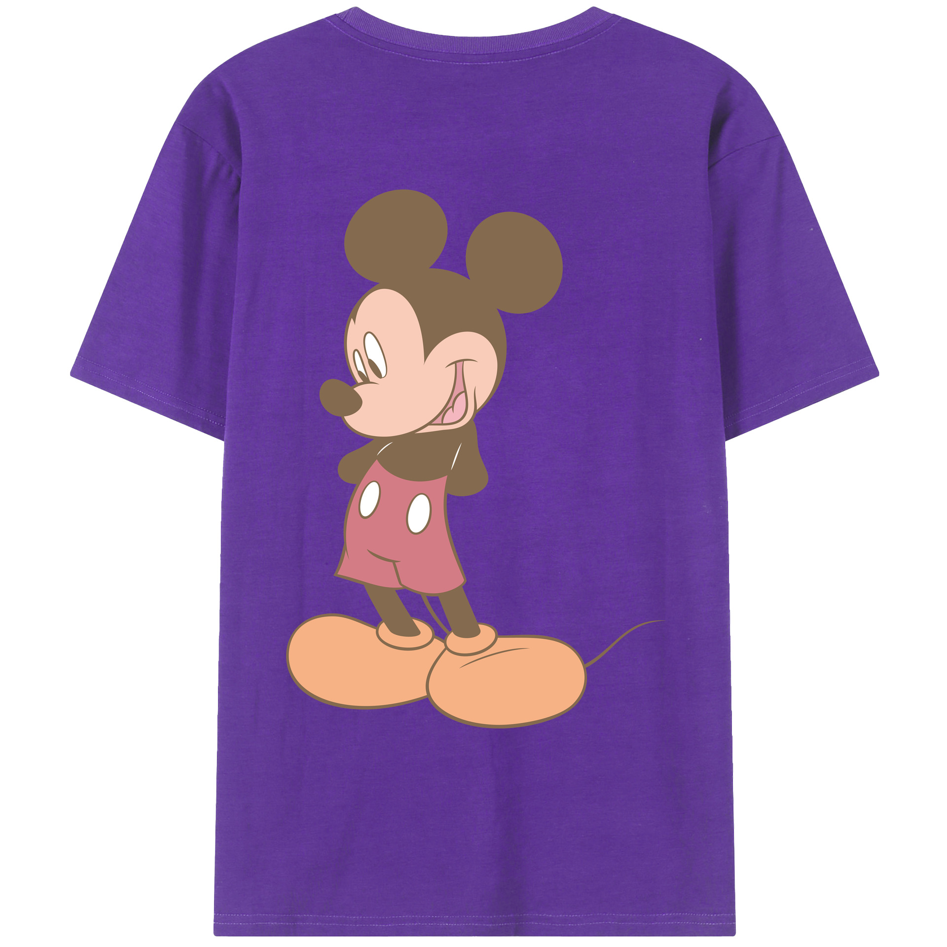 ミッキーマウス Mickey Mouse 綿100％ メンズ半袖Tシャツ（バックプリント） 通気性