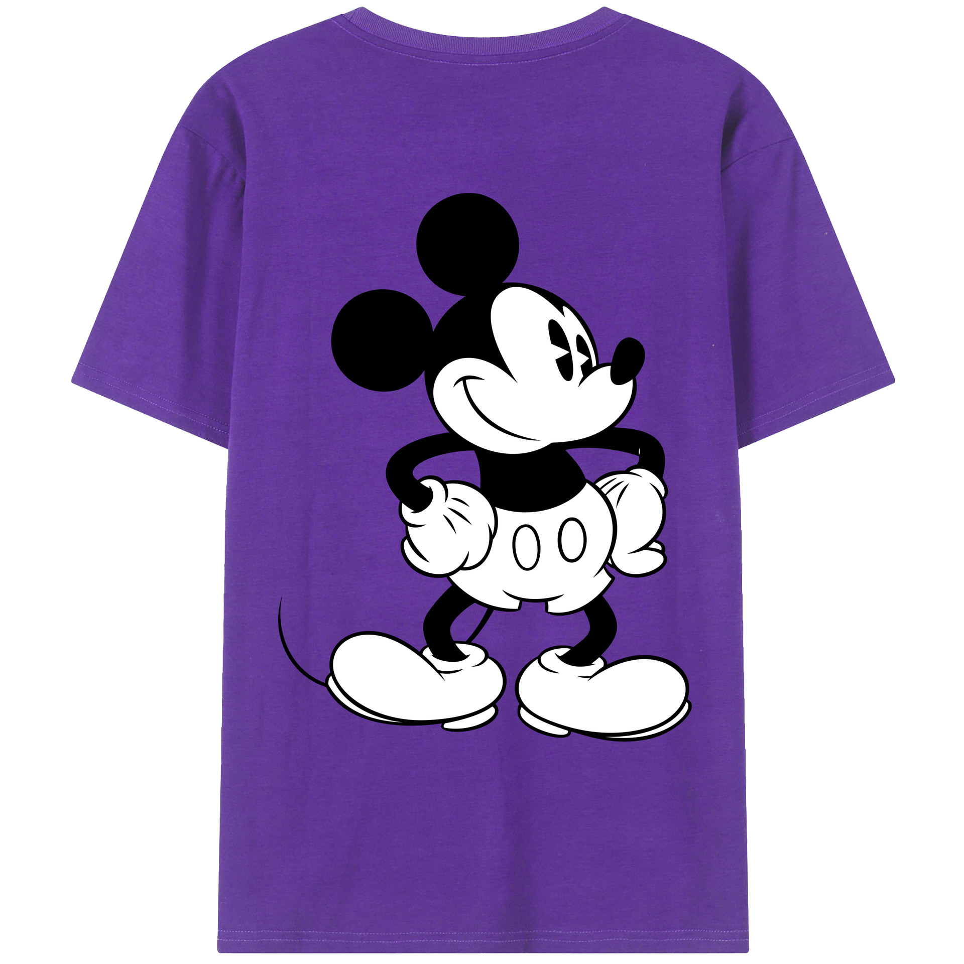 ミッキーマウス Mickey Mouse 綿100％ メンズ半袖Tシャツ（バックプリント） 通気性