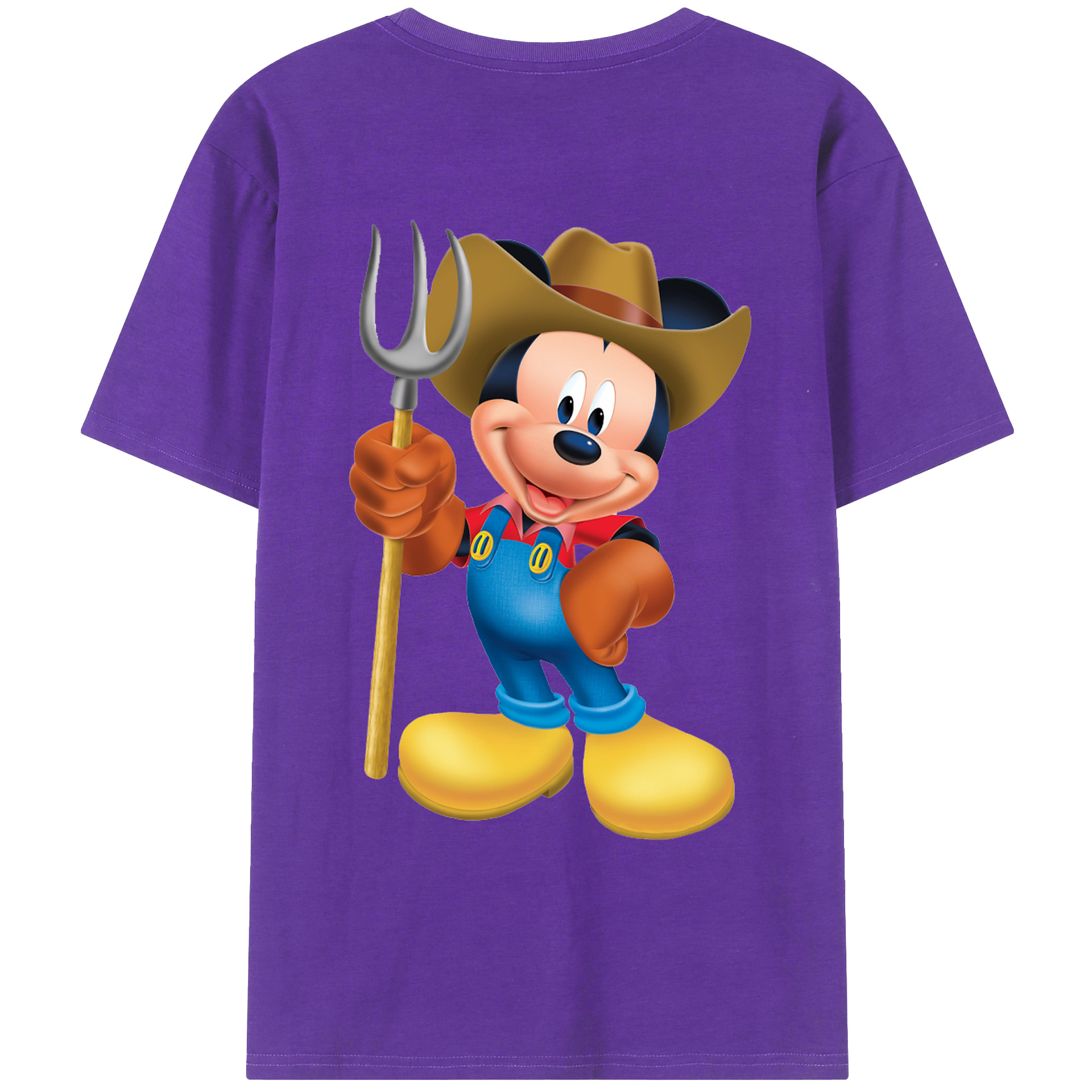 ミッキーマウス Mickey Mouse 綿100％ メンズ半袖Tシャツ（バックプリント） 通気性