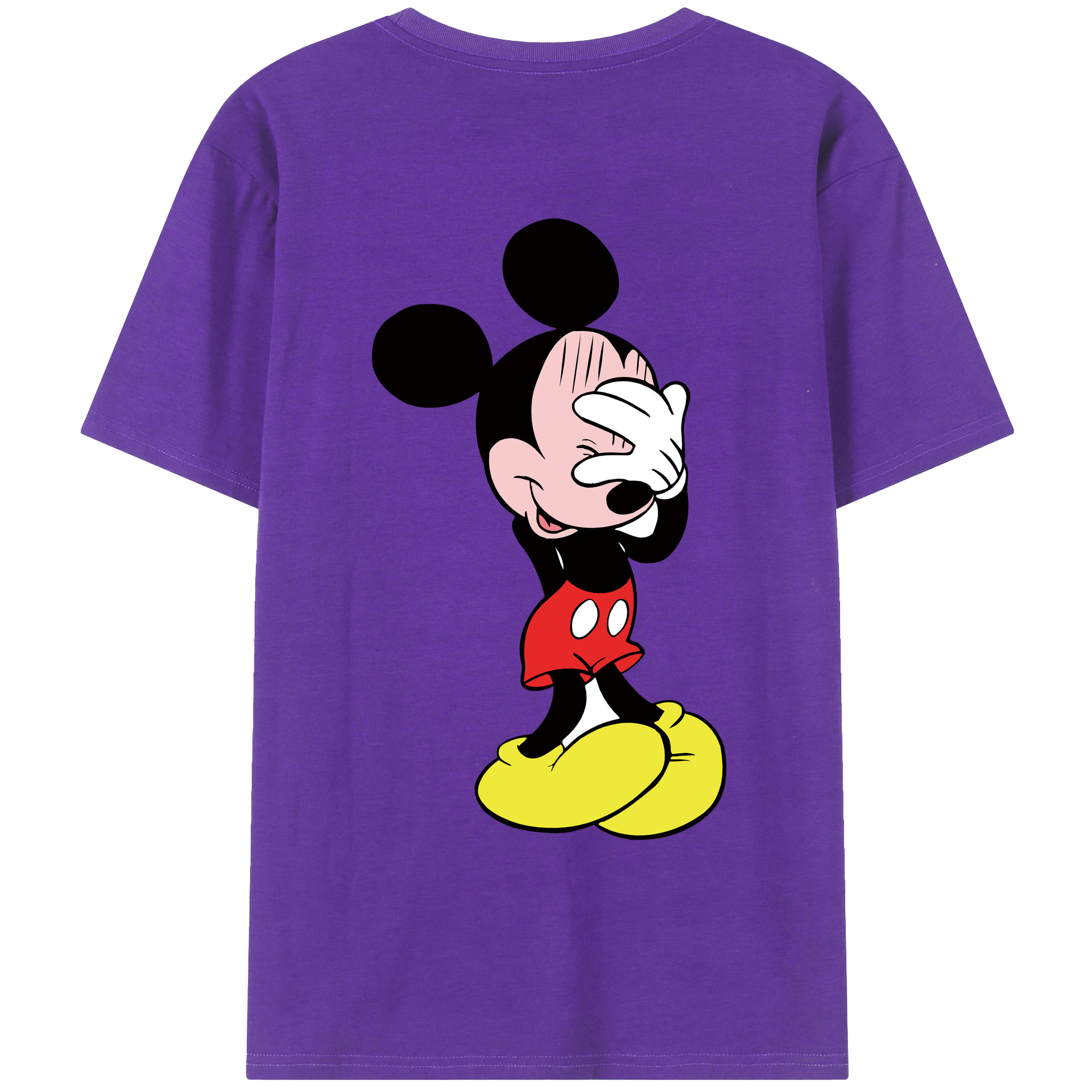 ミッキーマウス Mickey Mouse 綿100％ メンズ半袖Tシャツ（バックプリント） 通気性