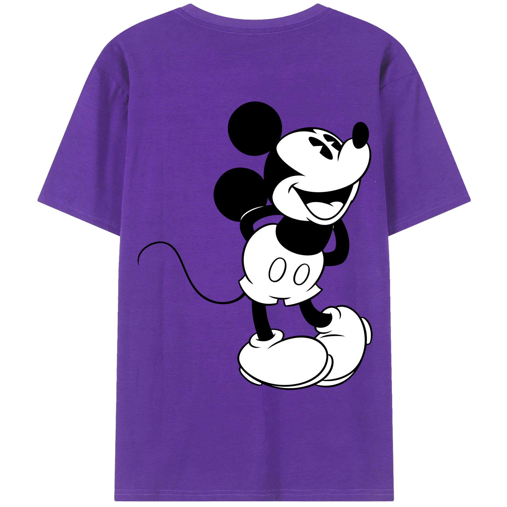 ミッキーマウス Mickey Mouse 綿100％ メンズ半袖Tシャツ（バックプリント） 通気性
