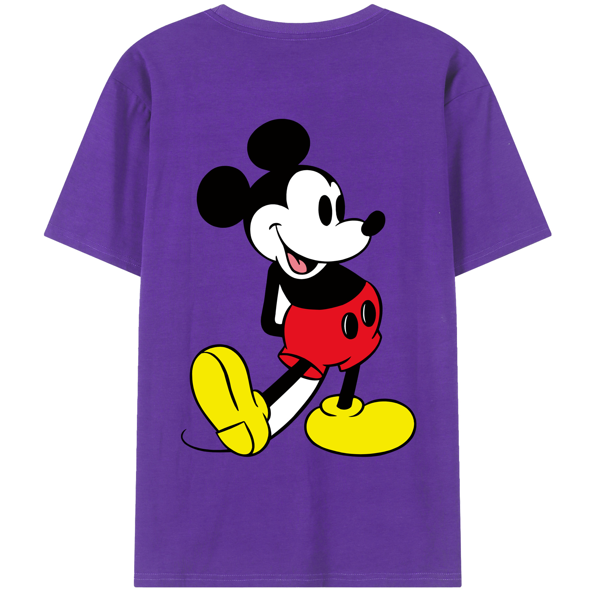 ミッキーマウス Mickey Mouse 綿100％ メンズ半袖Tシャツ（バックプリント） 通気性