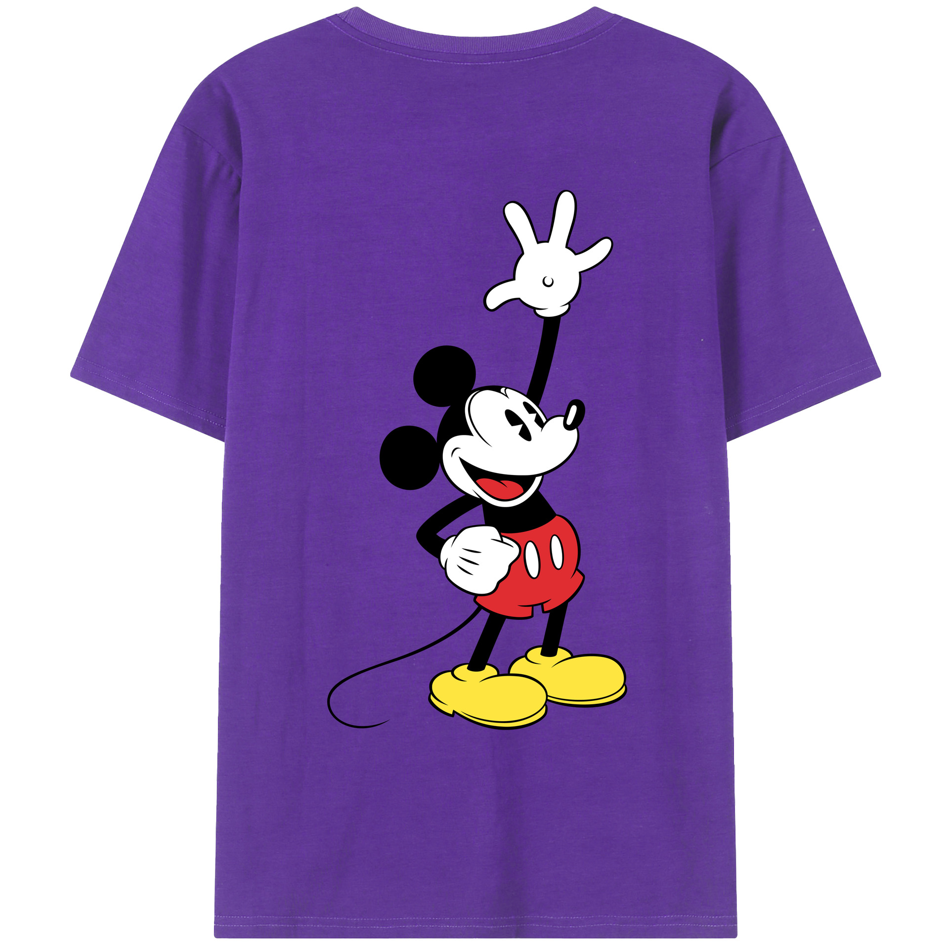 ミッキーマウス Mickey Mouse 綿100％ メンズ半袖Tシャツ（バックプリント） 通気性