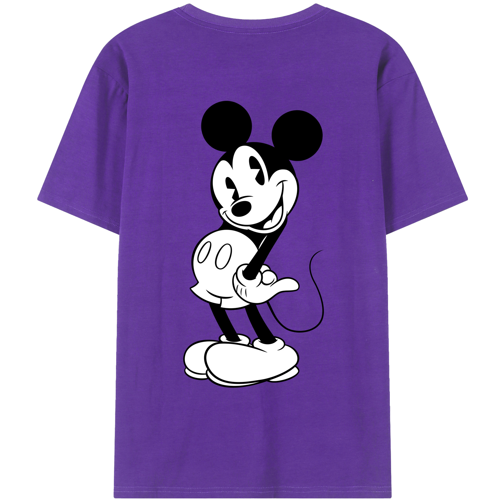 ミッキーマウス Mickey Mouse 綿100％ メンズ半袖Tシャツ（バックプリント） 通気性