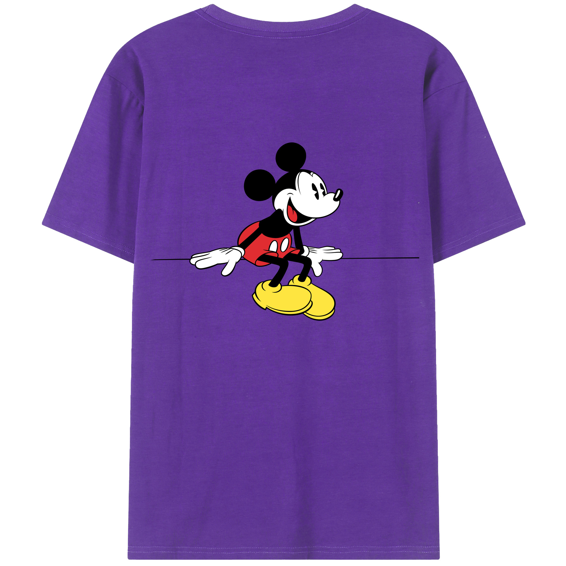 ミッキーマウス Mickey Mouse 綿100％ メンズ半袖Tシャツ（バックプリント） 通気性