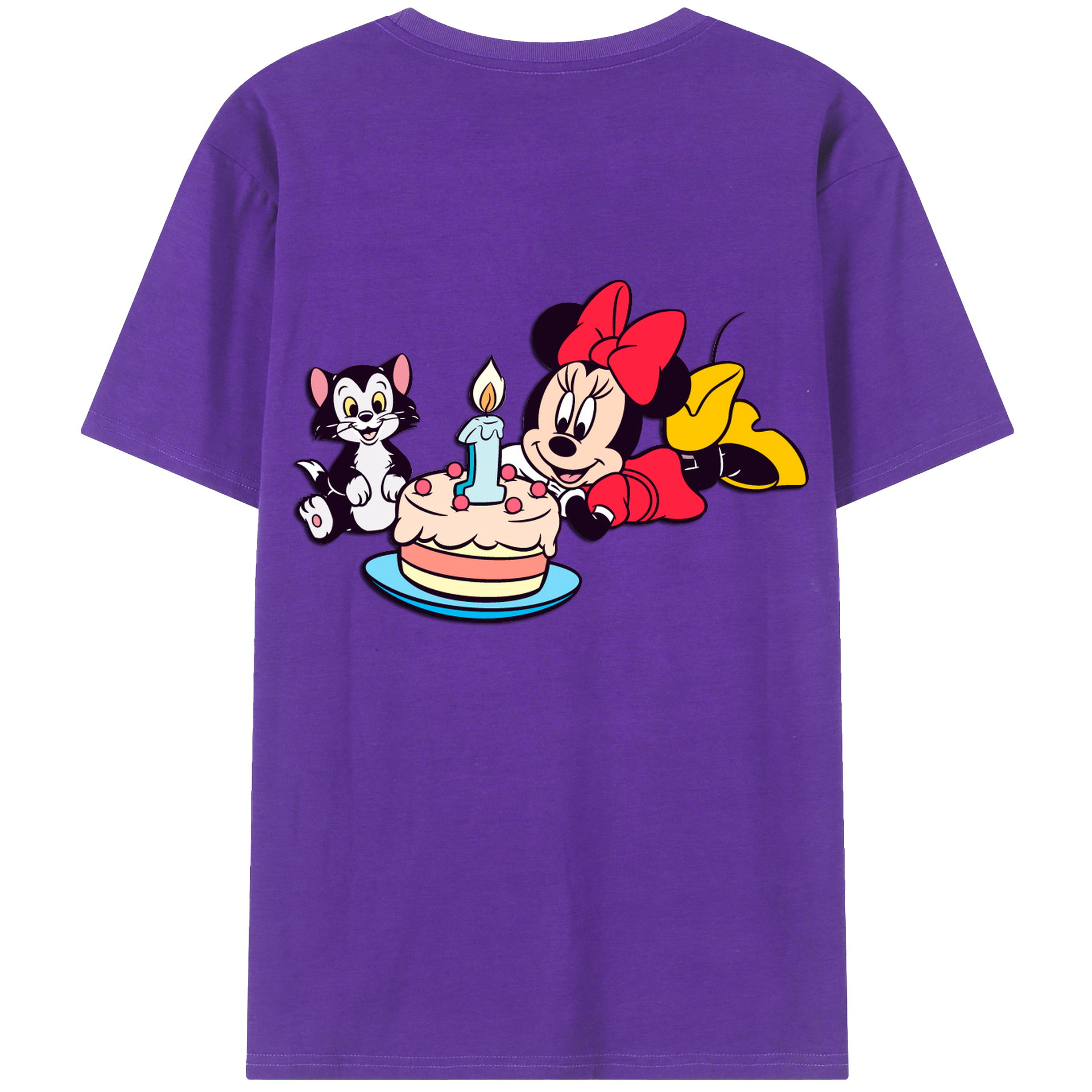 ミッキーマウス Mickey Mouse 綿100％ メンズ半袖Tシャツ（バックプリント） 通気性