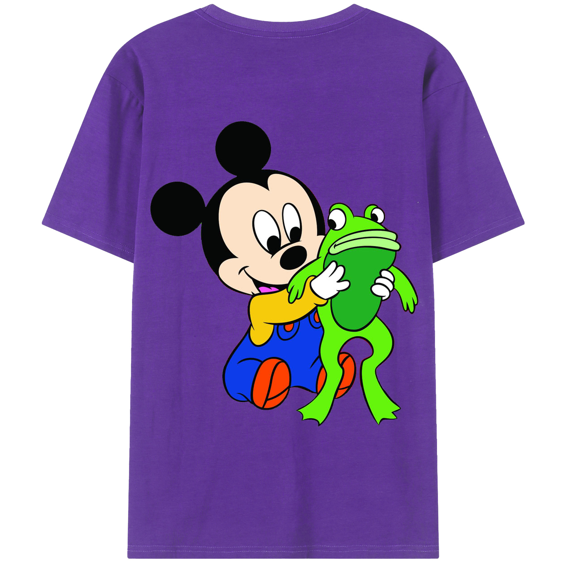 ミッキーマウス Mickey Mouse 綿100％ メンズ半袖Tシャツ（バックプリント） 通気性