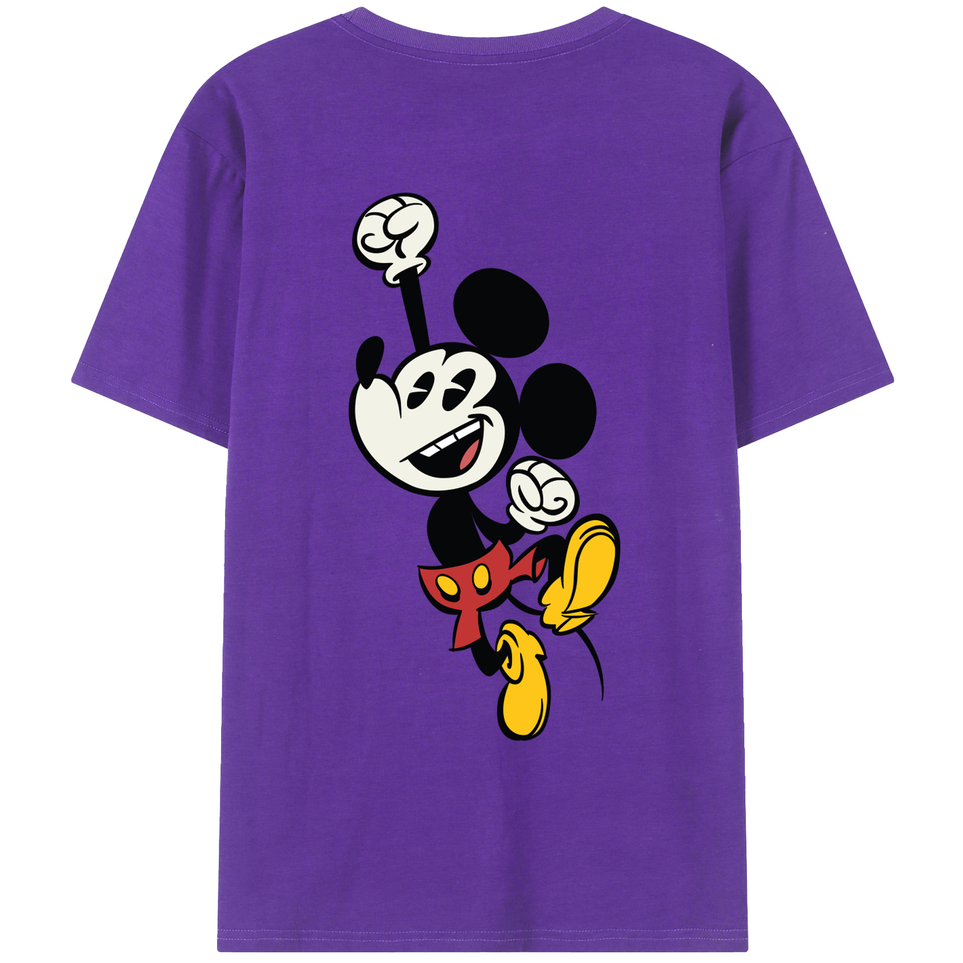 ミッキーマウス Mickey Mouse 綿100％ メンズ半袖Tシャツ（バックプリント） 通気性