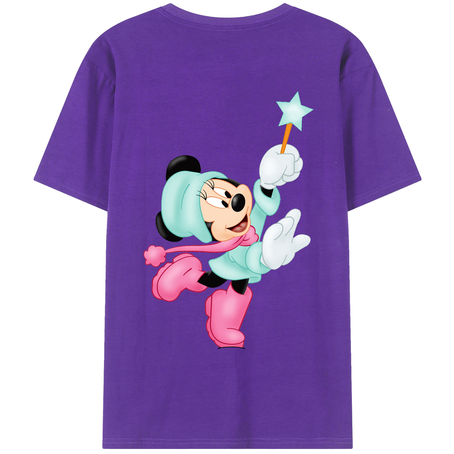 ミッキーマウス Mickey Mouse 綿100％ メンズ半袖Tシャツ（バックプリント） 通気性