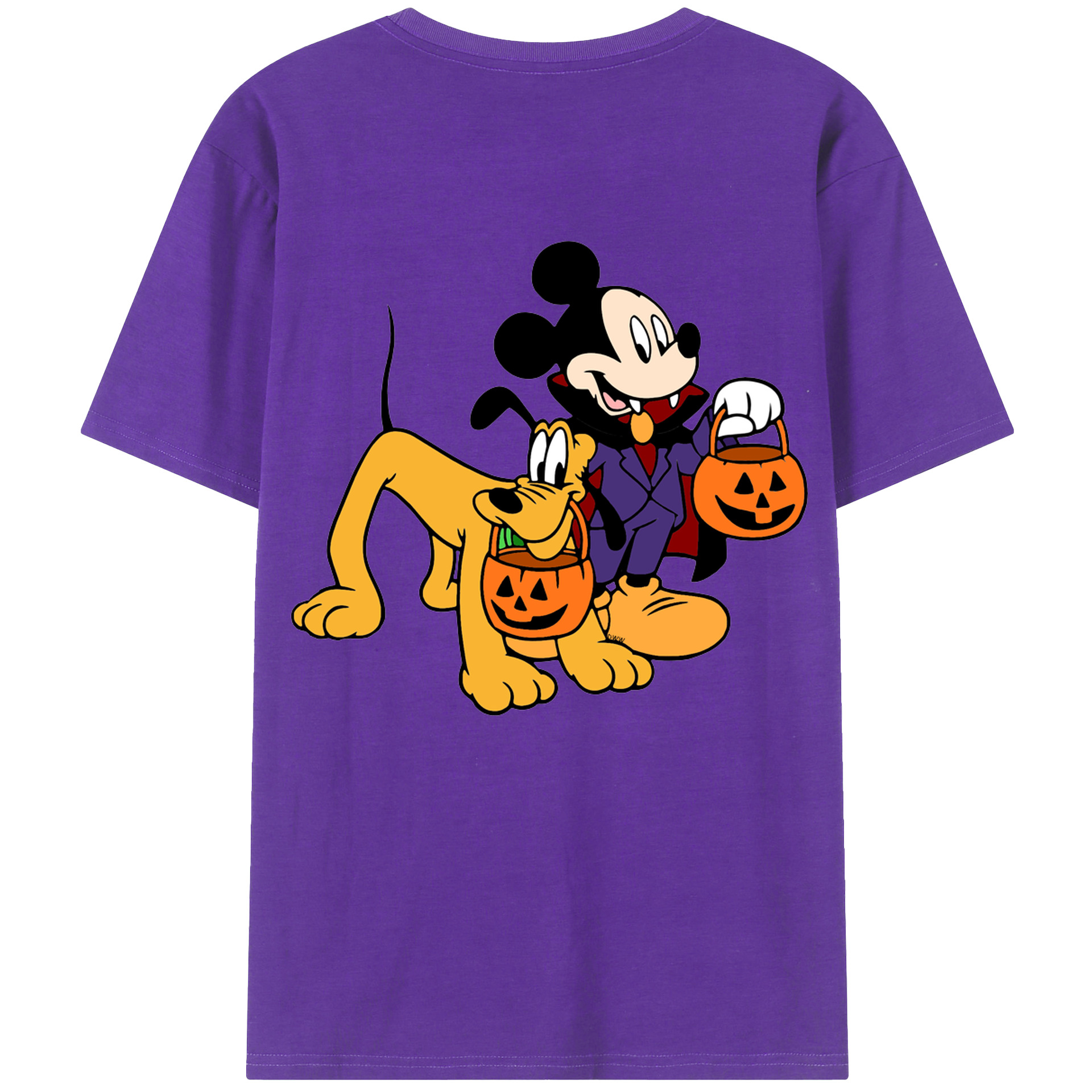 ミッキーマウス Mickey Mouse 綿100％ メンズ半袖Tシャツ（バックプリント） 通気性
