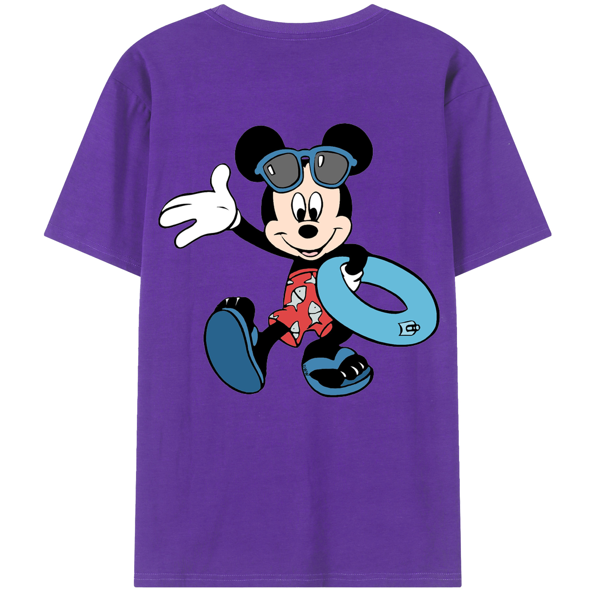 ミッキーマウス Mickey Mouse 綿100％ メンズ半袖Tシャツ（バックプリント） 通気性
