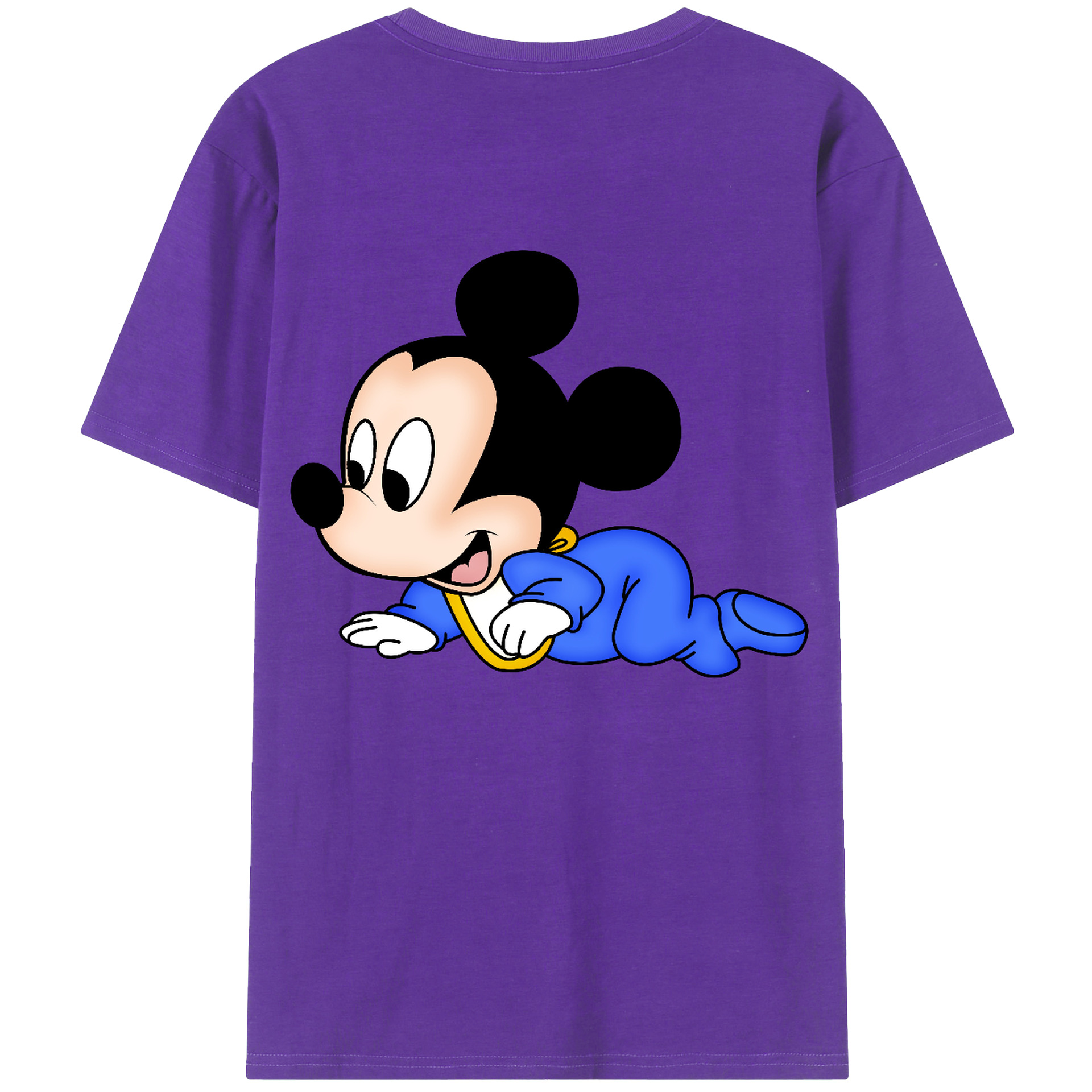 ミッキーマウス Mickey Mouse 綿100％ メンズ半袖Tシャツ（バックプリント） 通気性