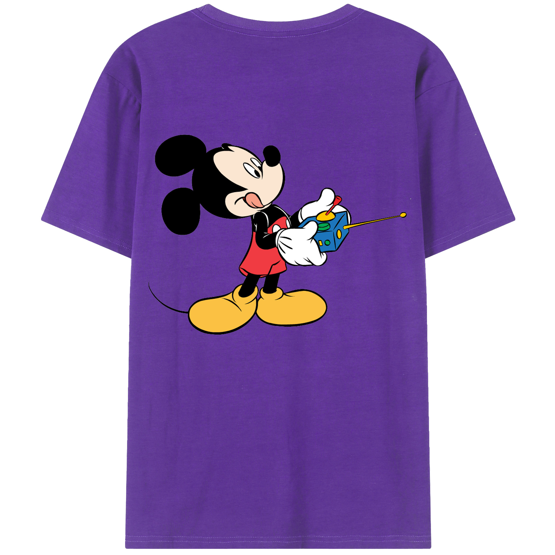 ミッキーマウス Mickey Mouse 綿100％ メンズ半袖Tシャツ（バックプリント） 通気性