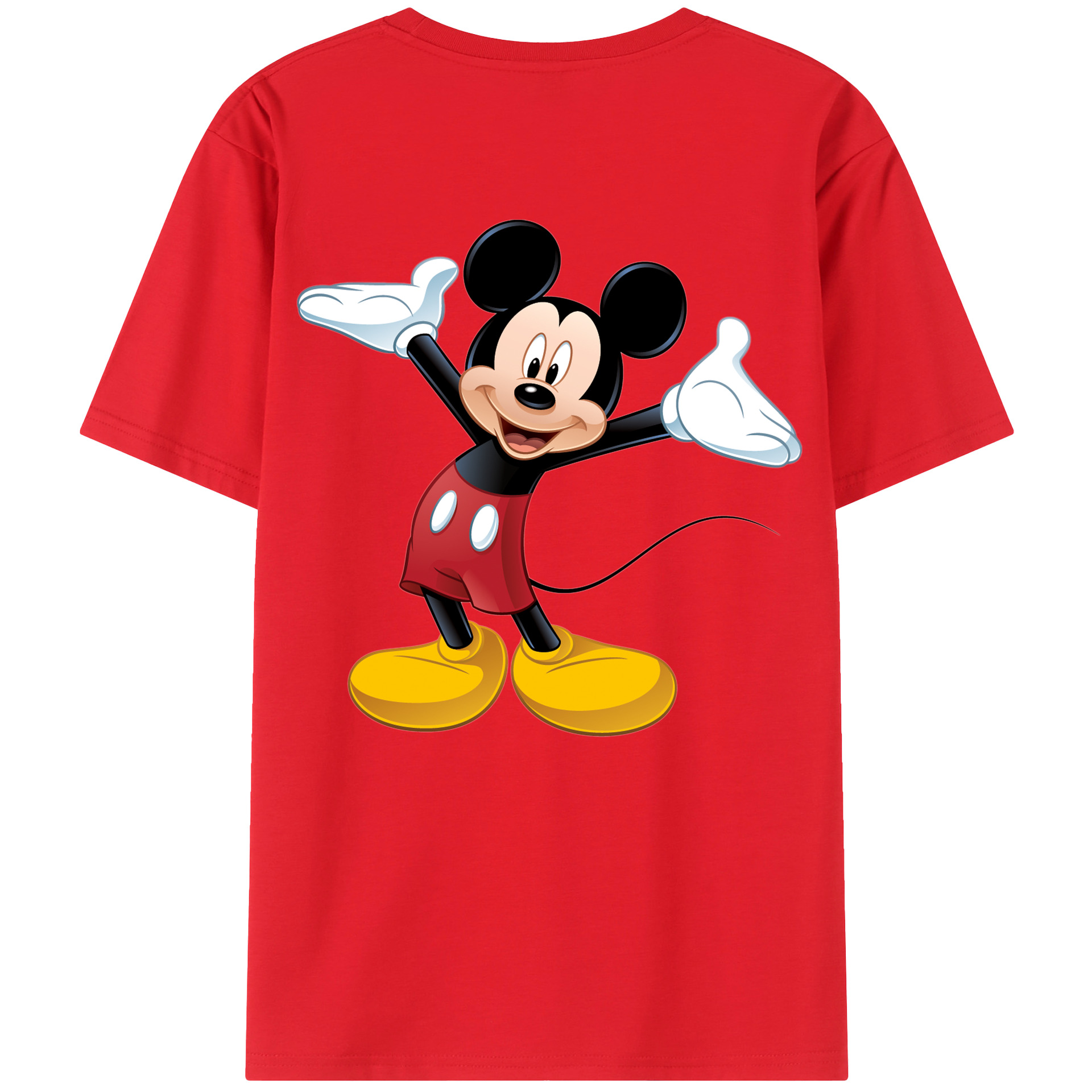 （画像用） ミッキーマウス Mickey Mouse 綿100％ メンズ半袖Tシャツ（バックプリント） 通気性