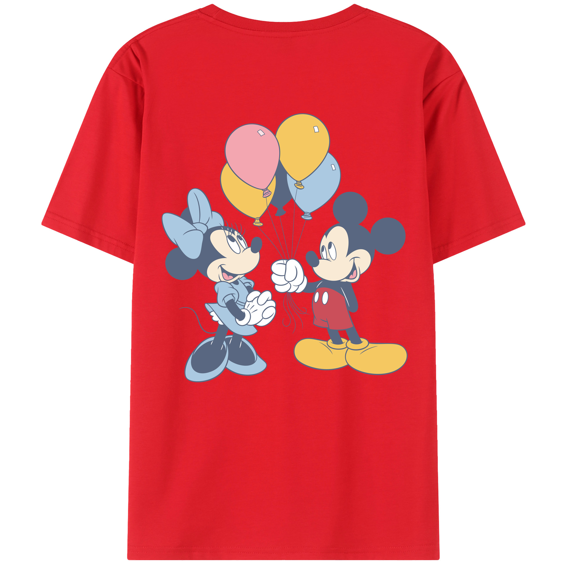 ミッキーマウス Mickey Mouse 綿100％ メンズ半袖Tシャツ（バックプリント） 通気性