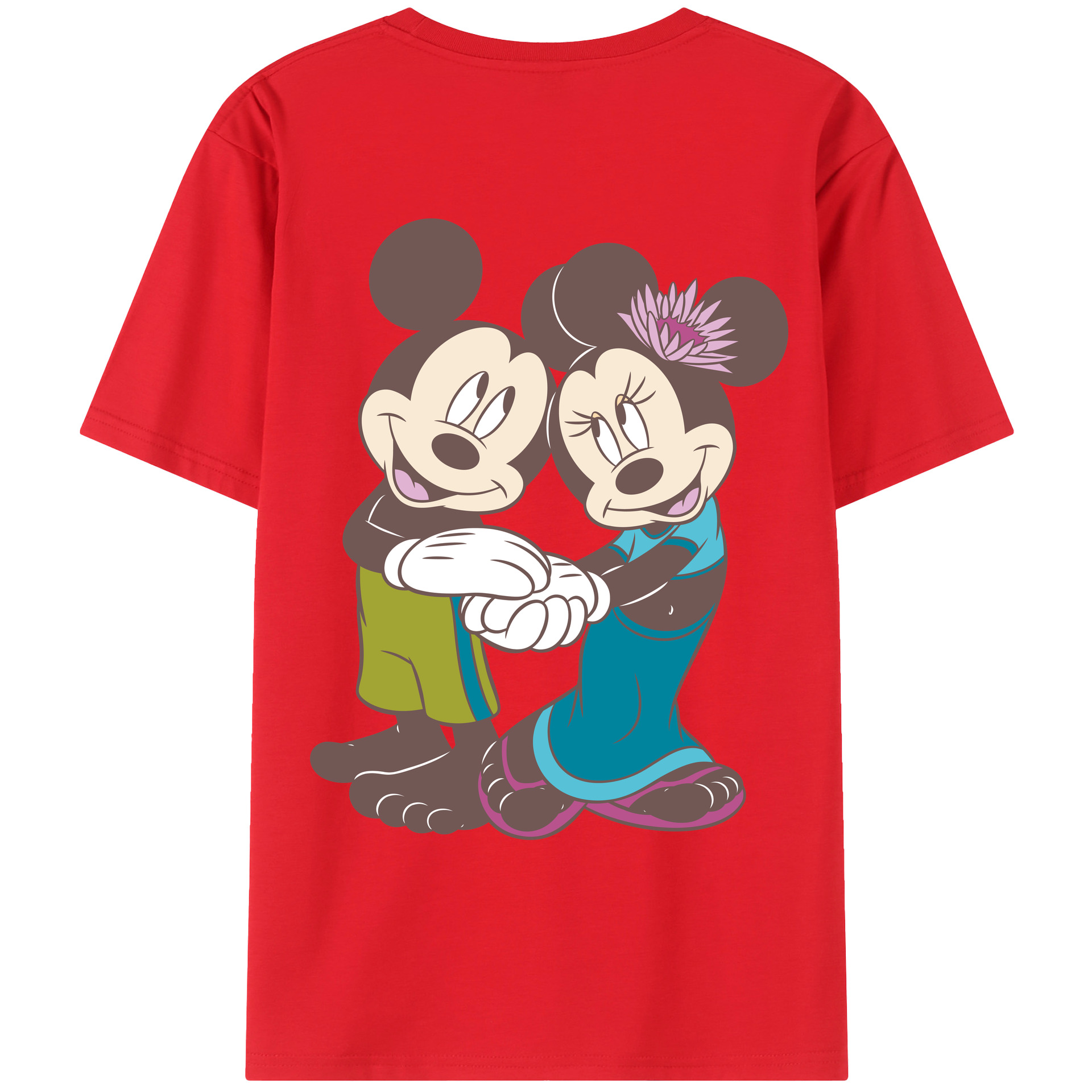 （画像用） ミッキーマウス Mickey Mouse 綿100％ メンズ半袖Tシャツ（バックプリント） 通気性