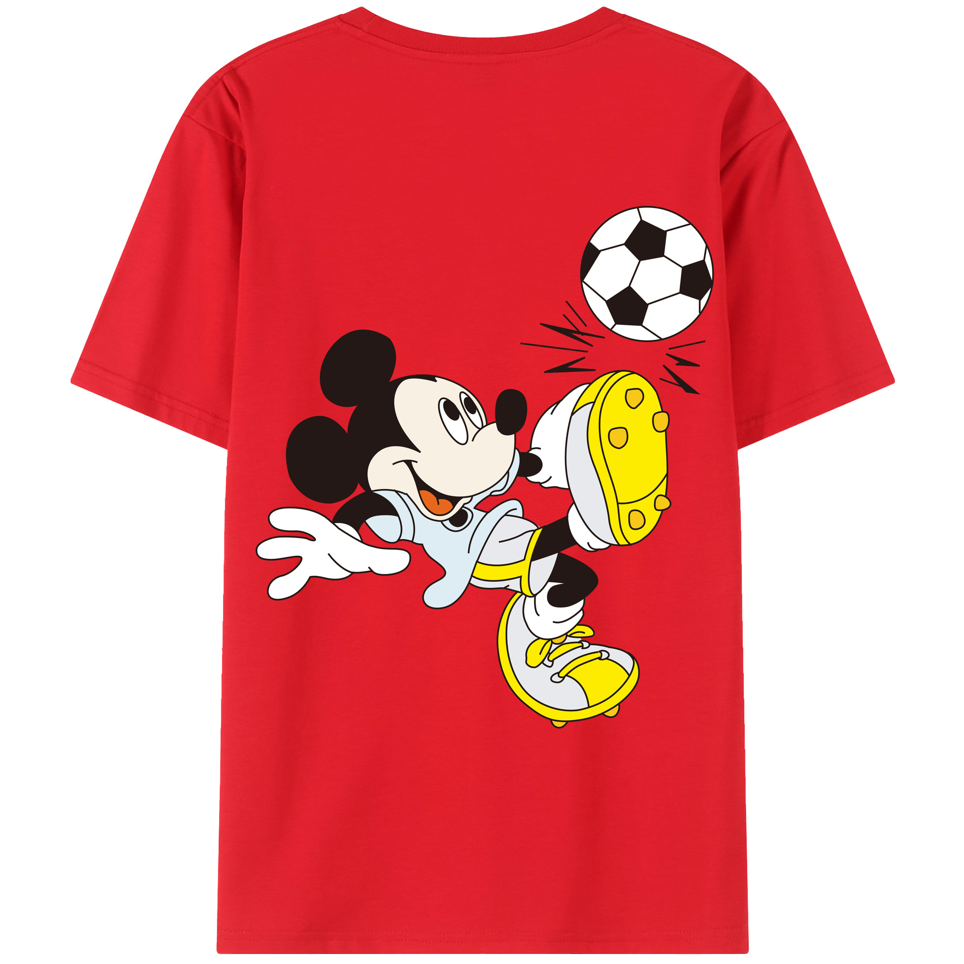 ミッキーマウス Mickey Mouse 綿100％ メンズ半袖Tシャツ（バックプリント） 通気性