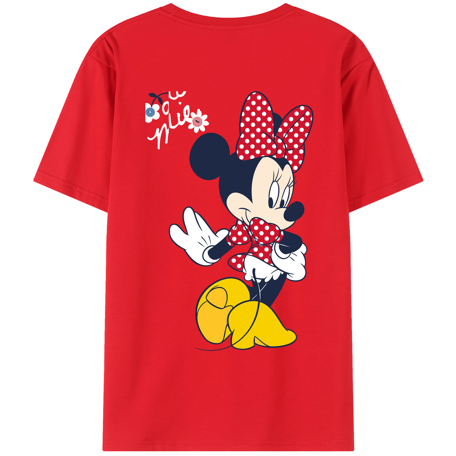 ミッキーマウス Mickey Mouse 綿100％ メンズ半袖Tシャツ（バックプリント） 通気性