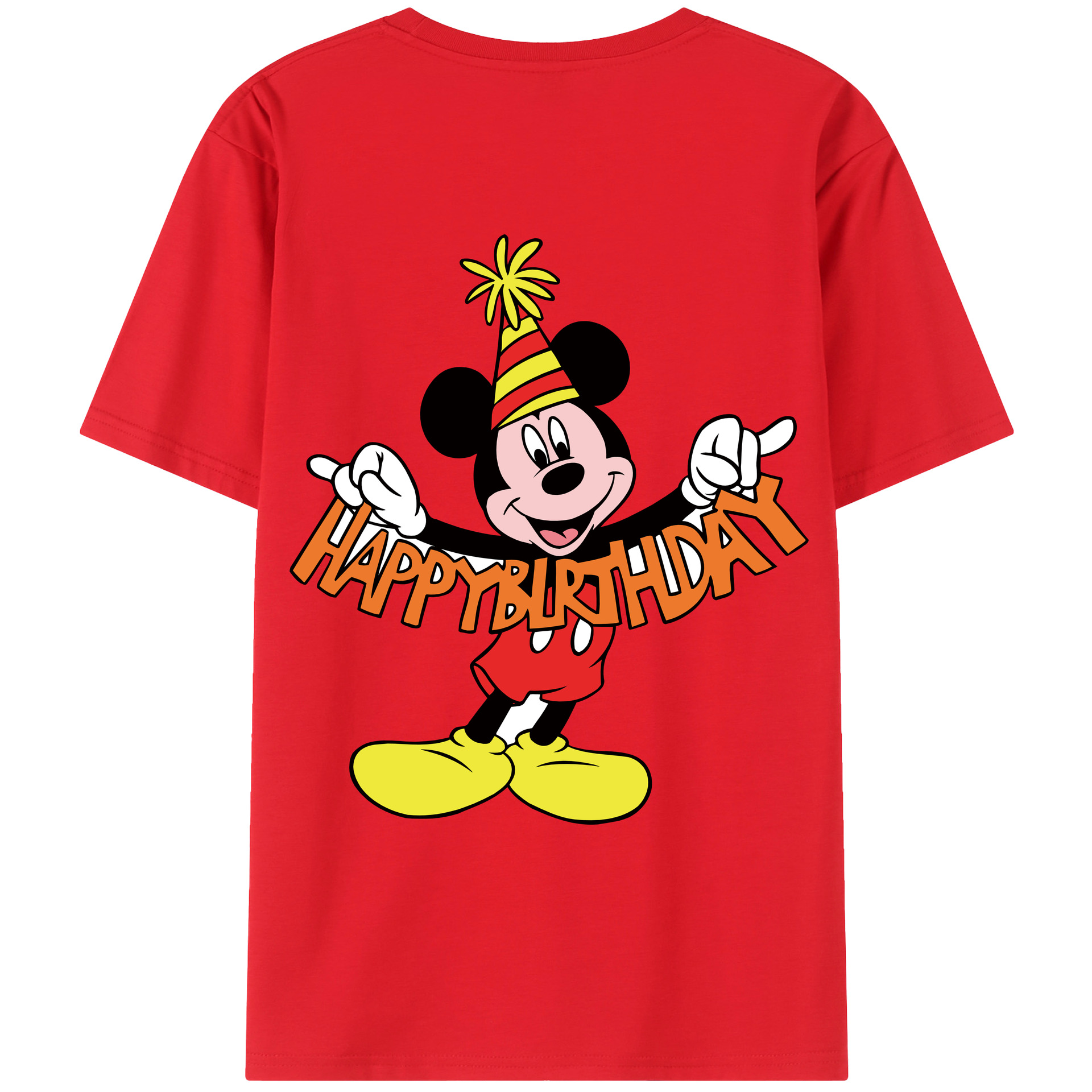 ミッキーマウス Mickey Mouse 綿100％ メンズ半袖Tシャツ（バックプリント） 通気性