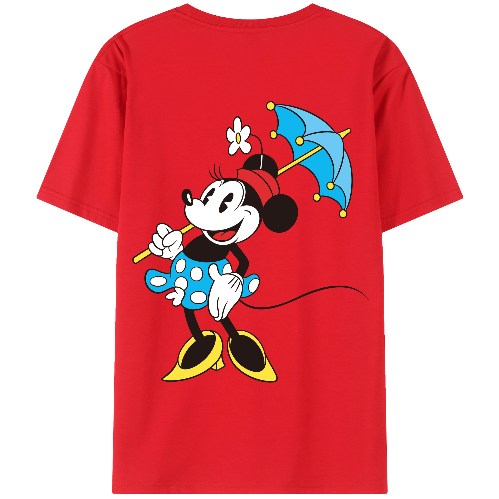 ミッキーマウス Mickey Mouse 綿100％ メンズ半袖Tシャツ（バックプリント） 通気性