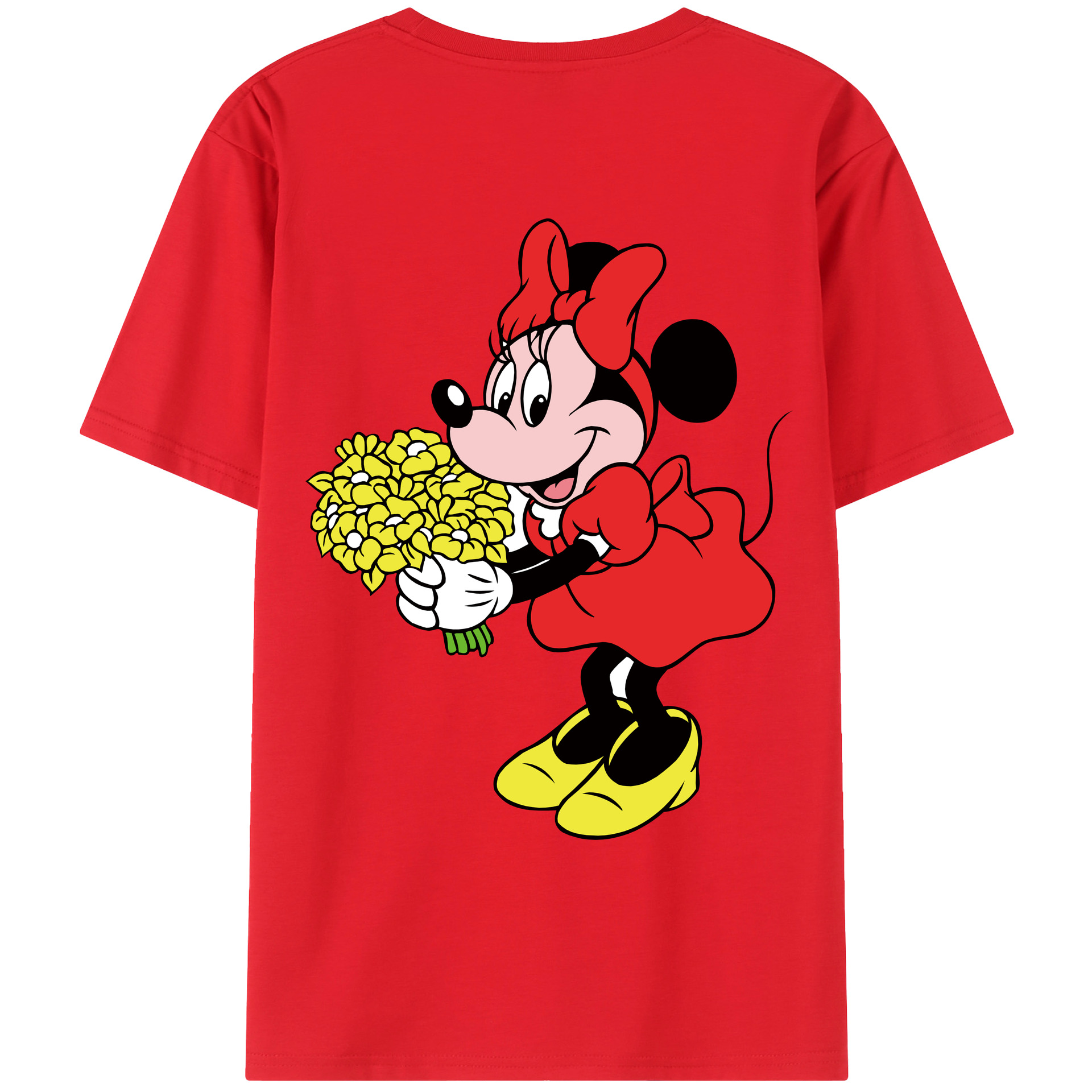 ミッキーマウス Mickey Mouse 綿100％ メンズ半袖Tシャツ（バックプリント） 通気性