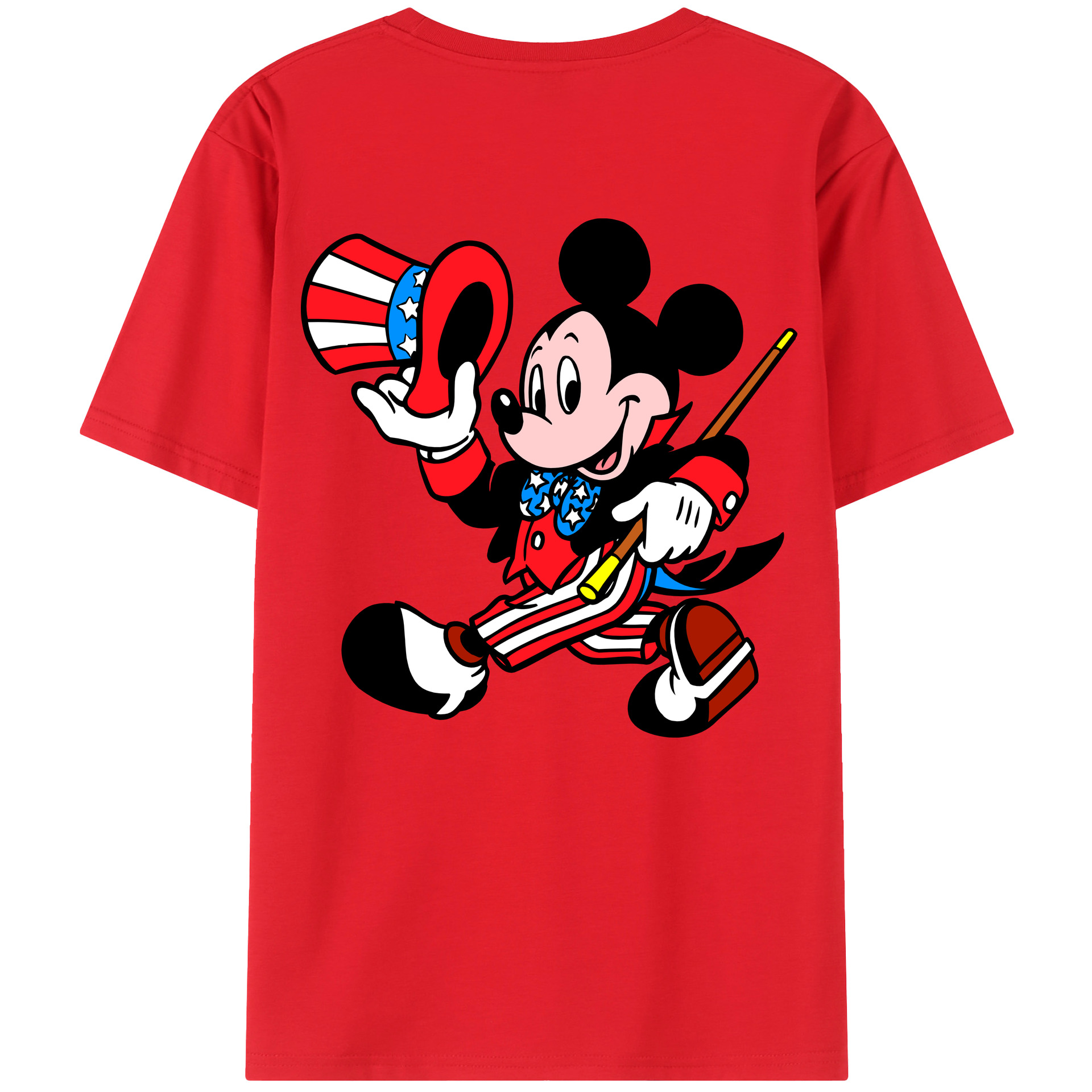 ミッキーマウス Mickey Mouse 綿100％ メンズ半袖Tシャツ（バックプリント） 通気性