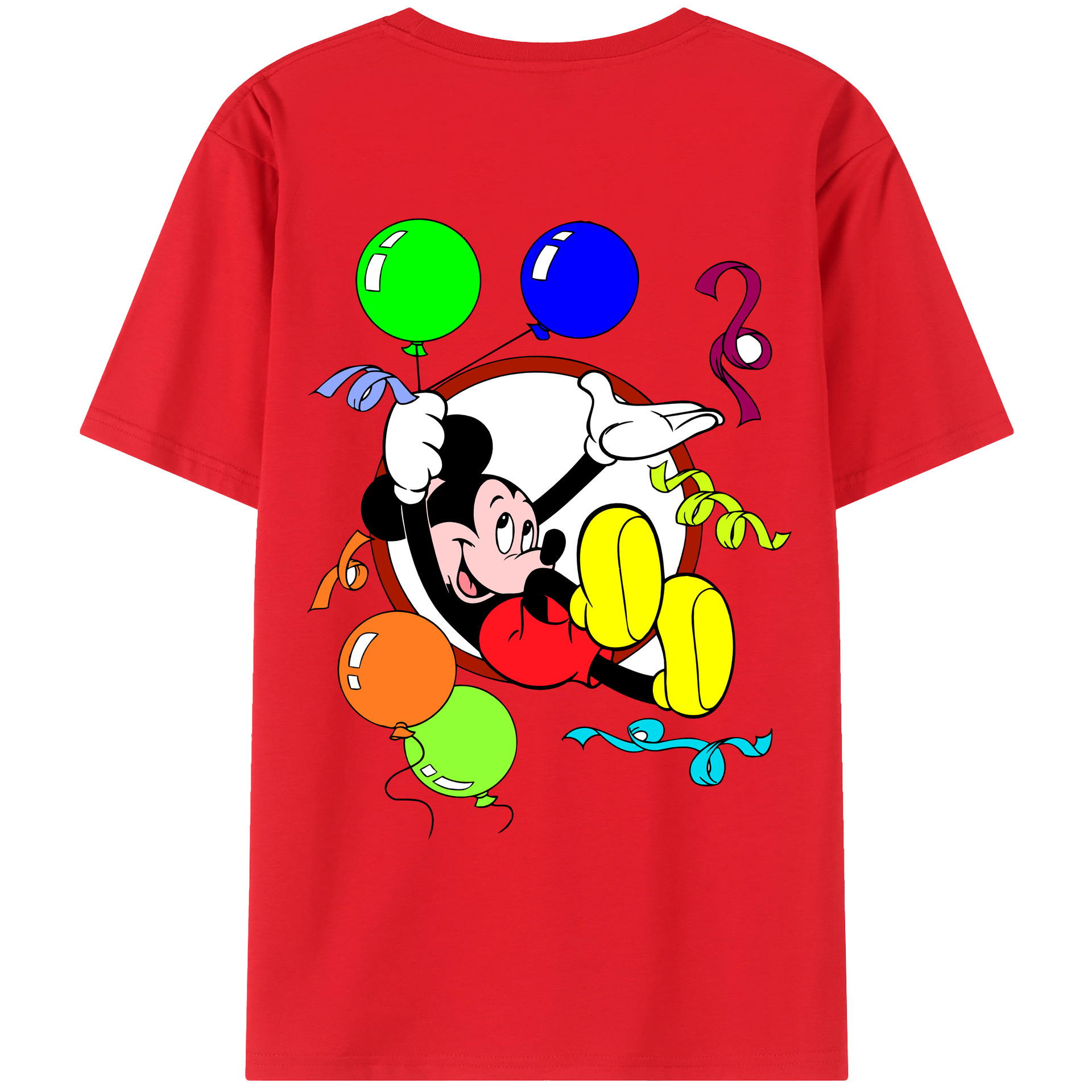 ミッキーマウス Mickey Mouse 綿100％ メンズ半袖Tシャツ（バックプリント） 通気性