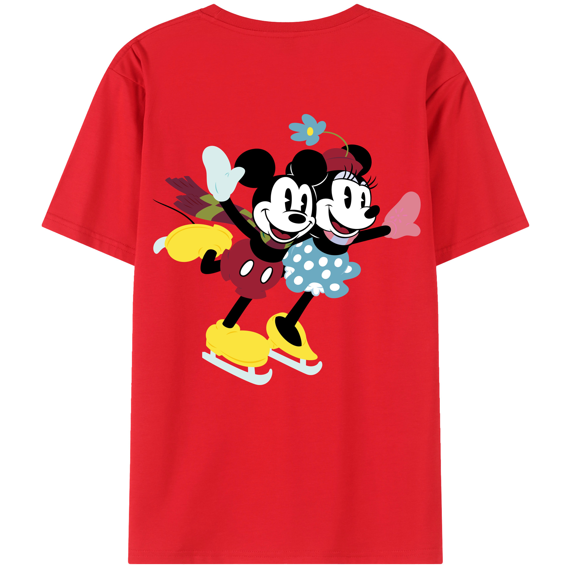 ミッキーマウス Mickey Mouse 綿100％ メンズ半袖Tシャツ（バックプリント） 通気性