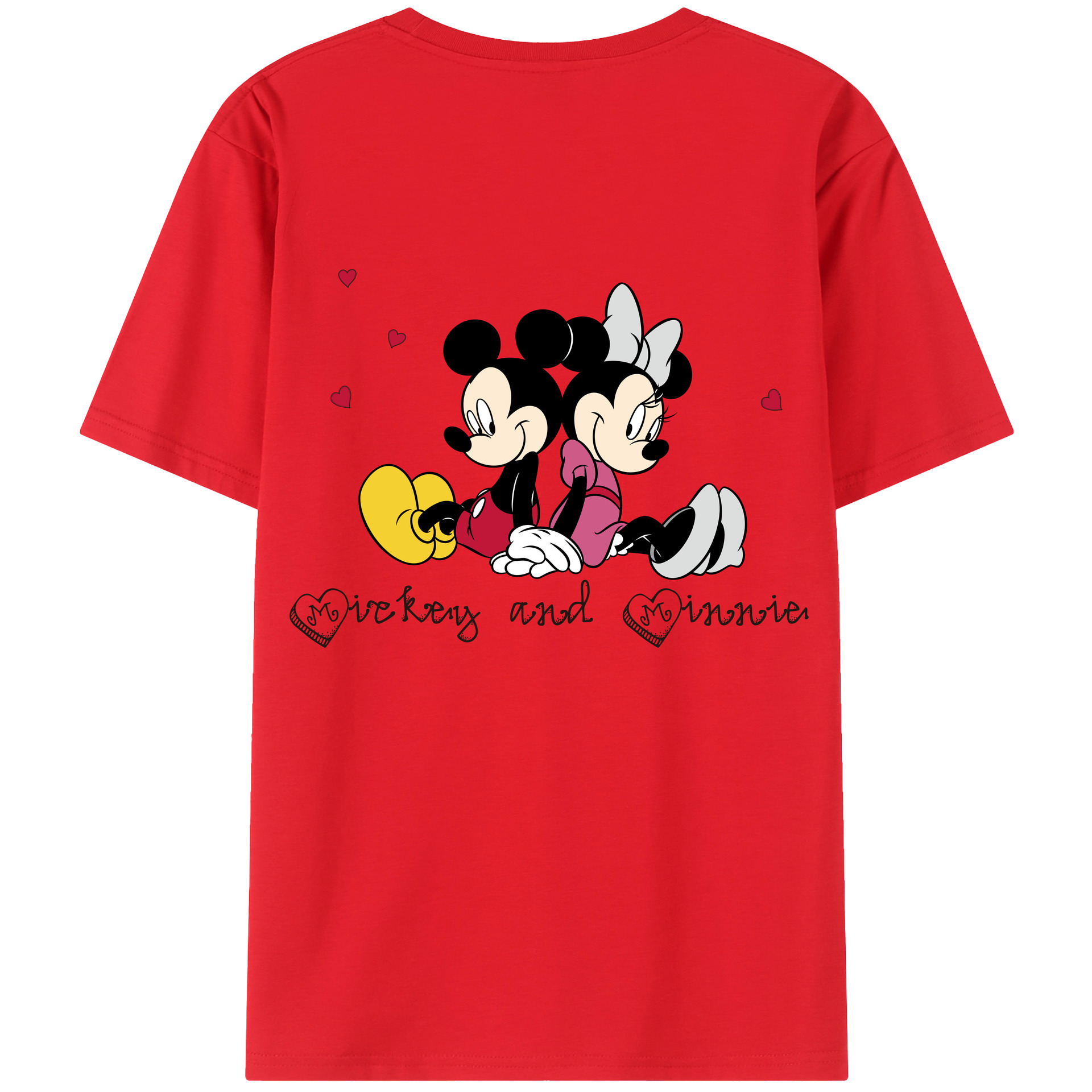 ミッキーマウス Mickey Mouse 綿100％ メンズ半袖Tシャツ（バックプリント） 通気性