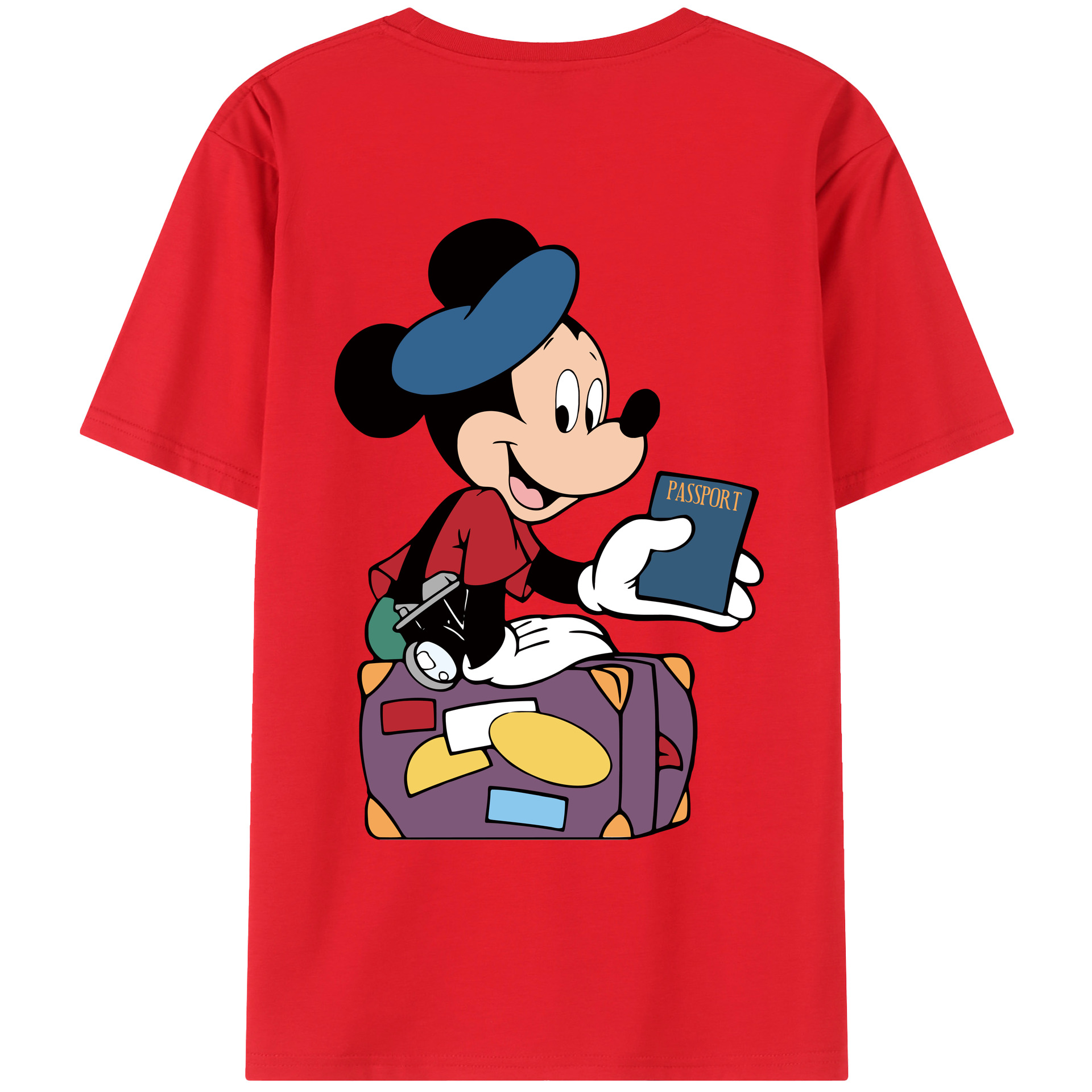 ミッキーマウス Mickey Mouse 綿100％ メンズ半袖Tシャツ（バックプリント） 通気性