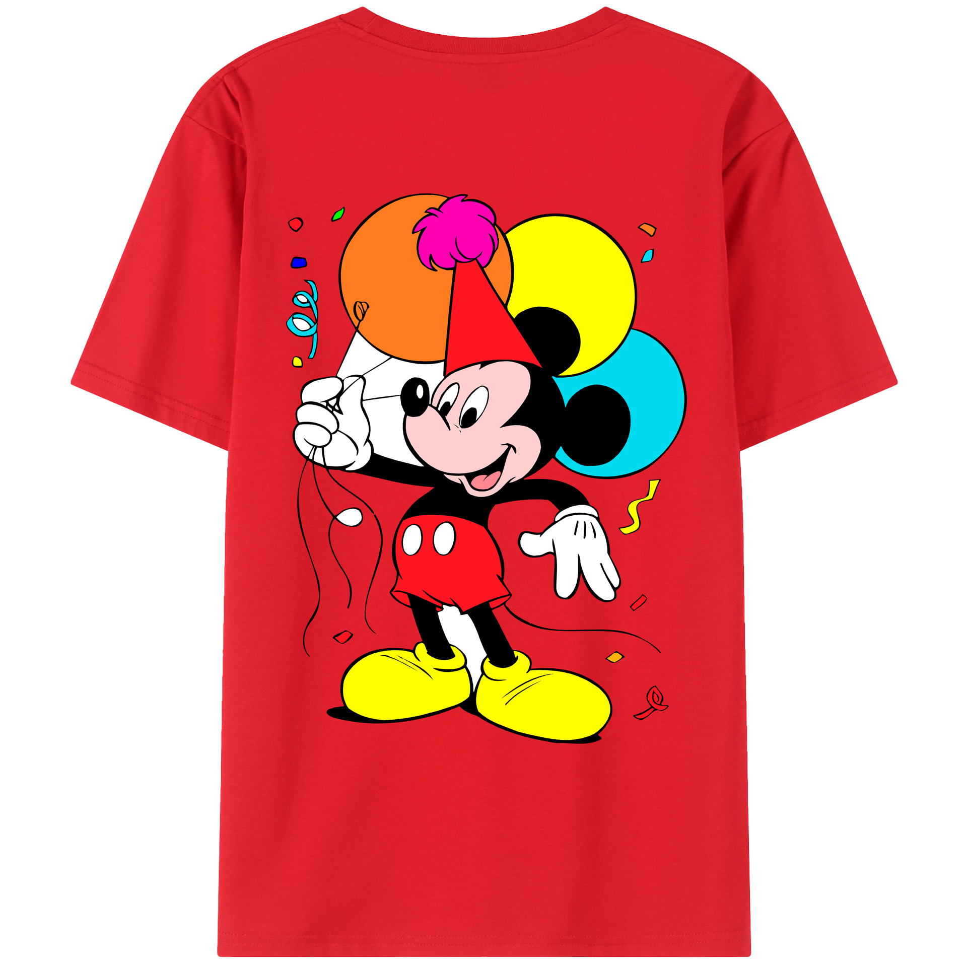 ミッキーマウス Mickey Mouse 綿100％ メンズ半袖Tシャツ（バックプリント） 通気性