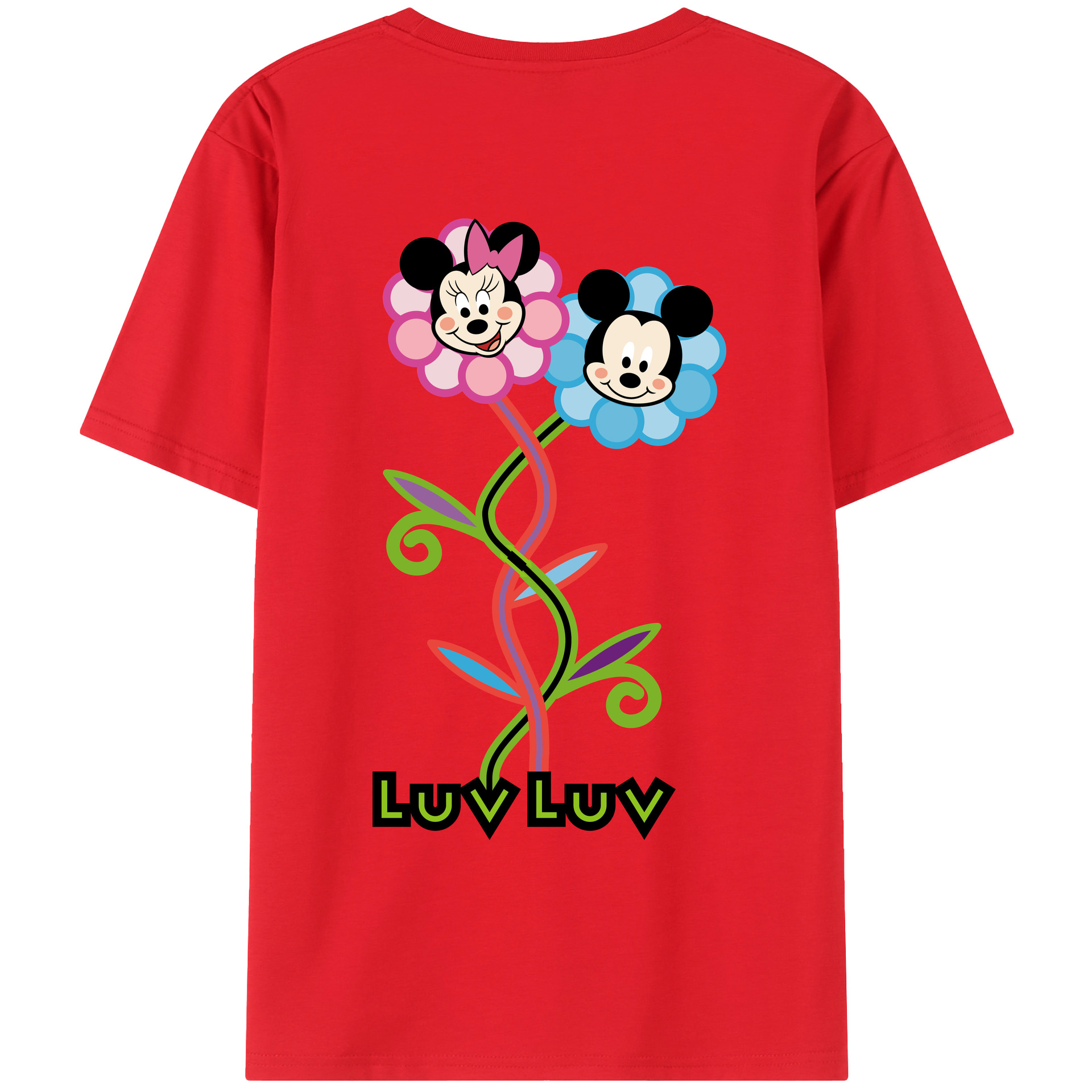 ミッキーマウス Mickey Mouse 綿100％ メンズ半袖Tシャツ（バックプリント） 通気性