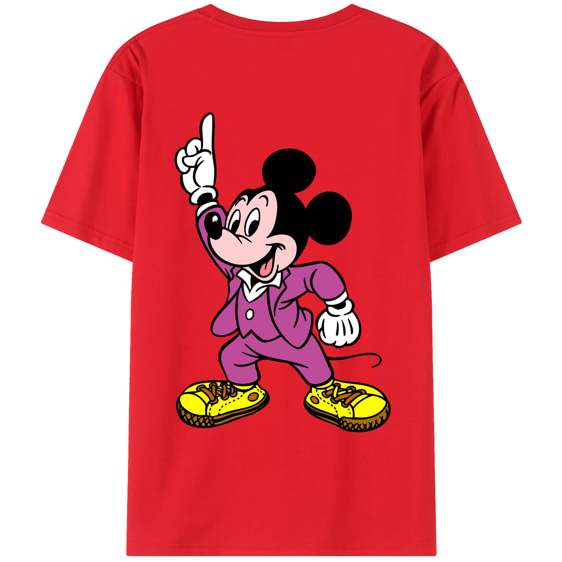 （画像用） ミッキーマウス Mickey Mouse 綿100％ メンズ半袖Tシャツ（バックプリント） 通気性