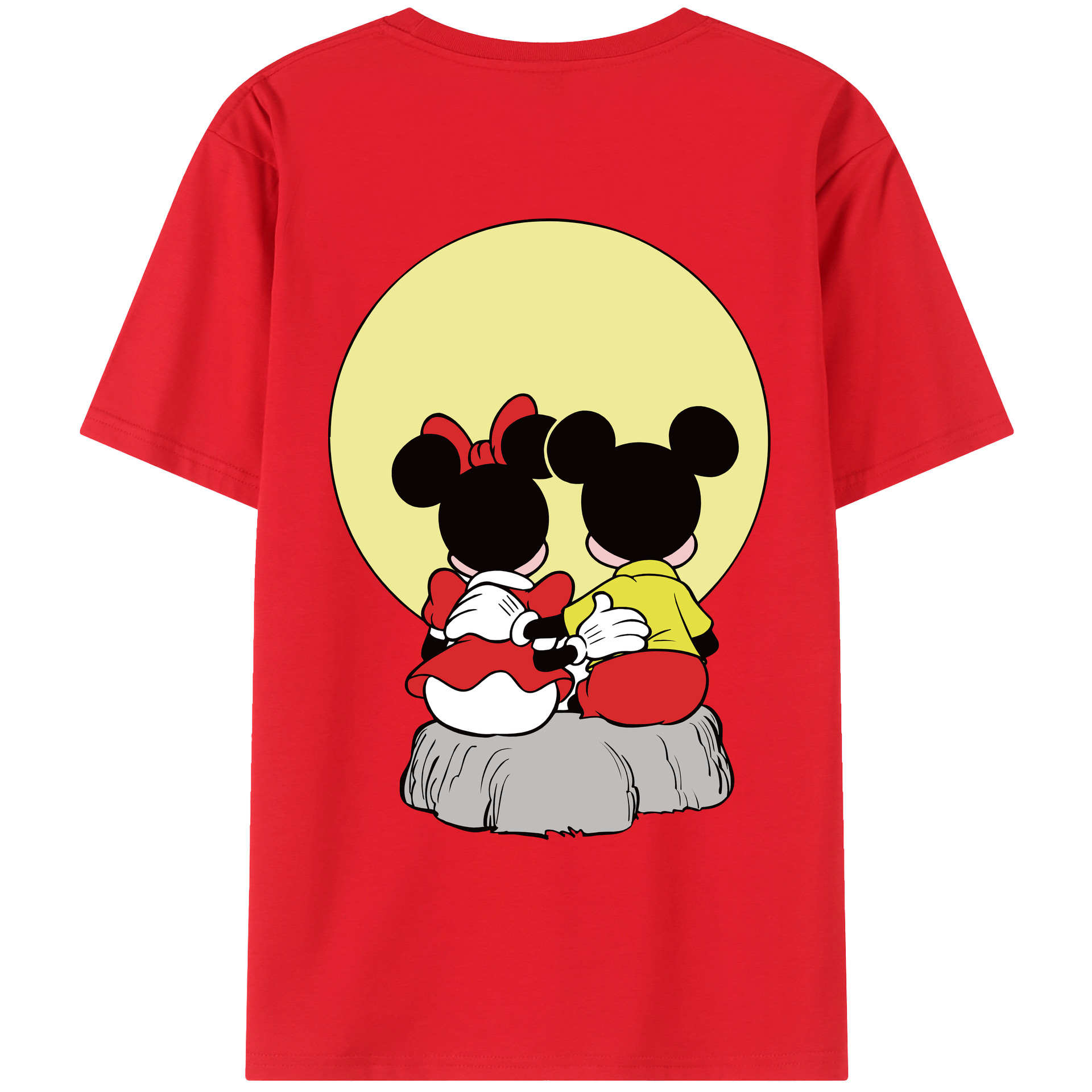 ミッキーマウス Mickey Mouse 綿100％ メンズ半袖Tシャツ（バックプリント） 通気性