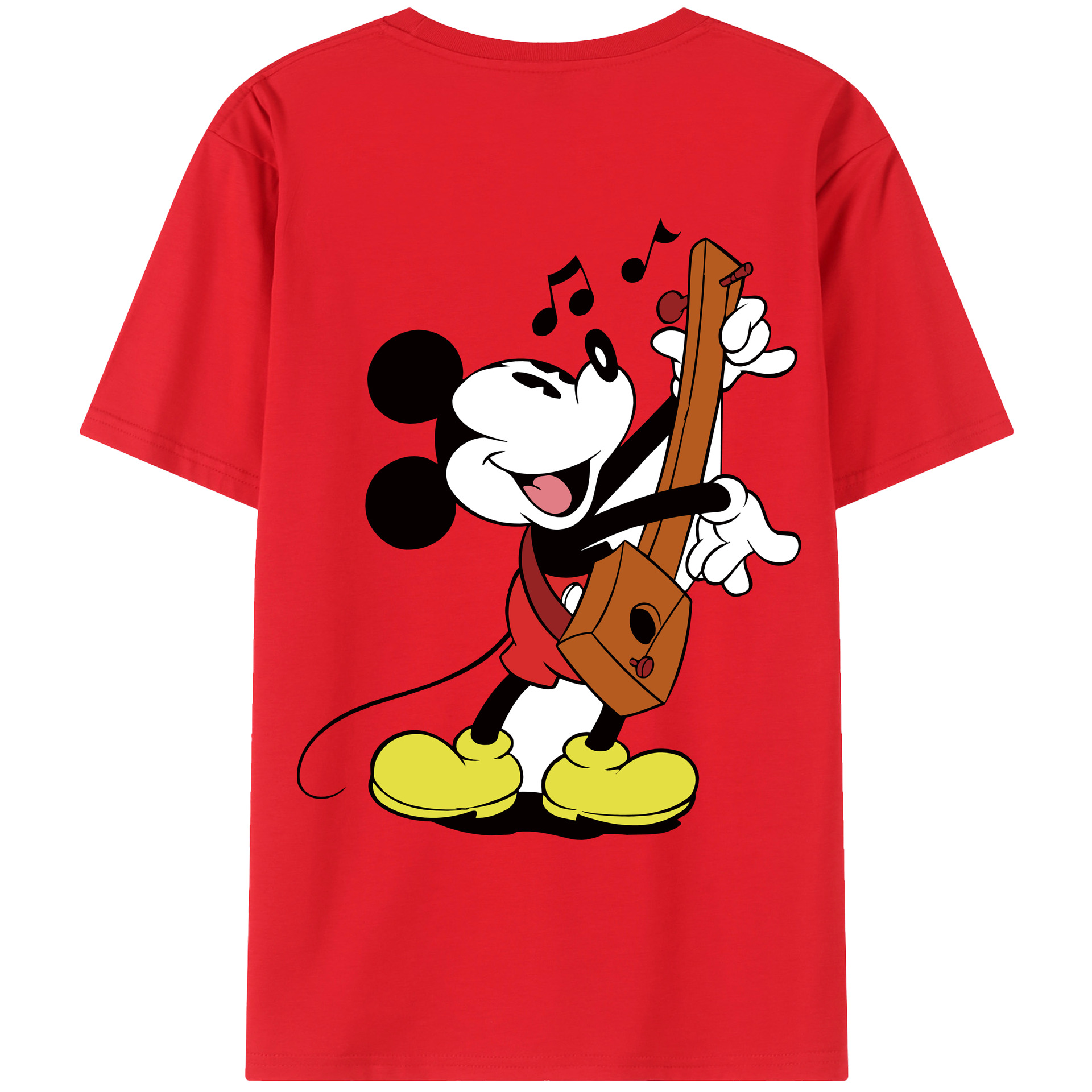 ミッキーマウス Mickey Mouse 綿100％ メンズ半袖Tシャツ（バックプリント） 通気性