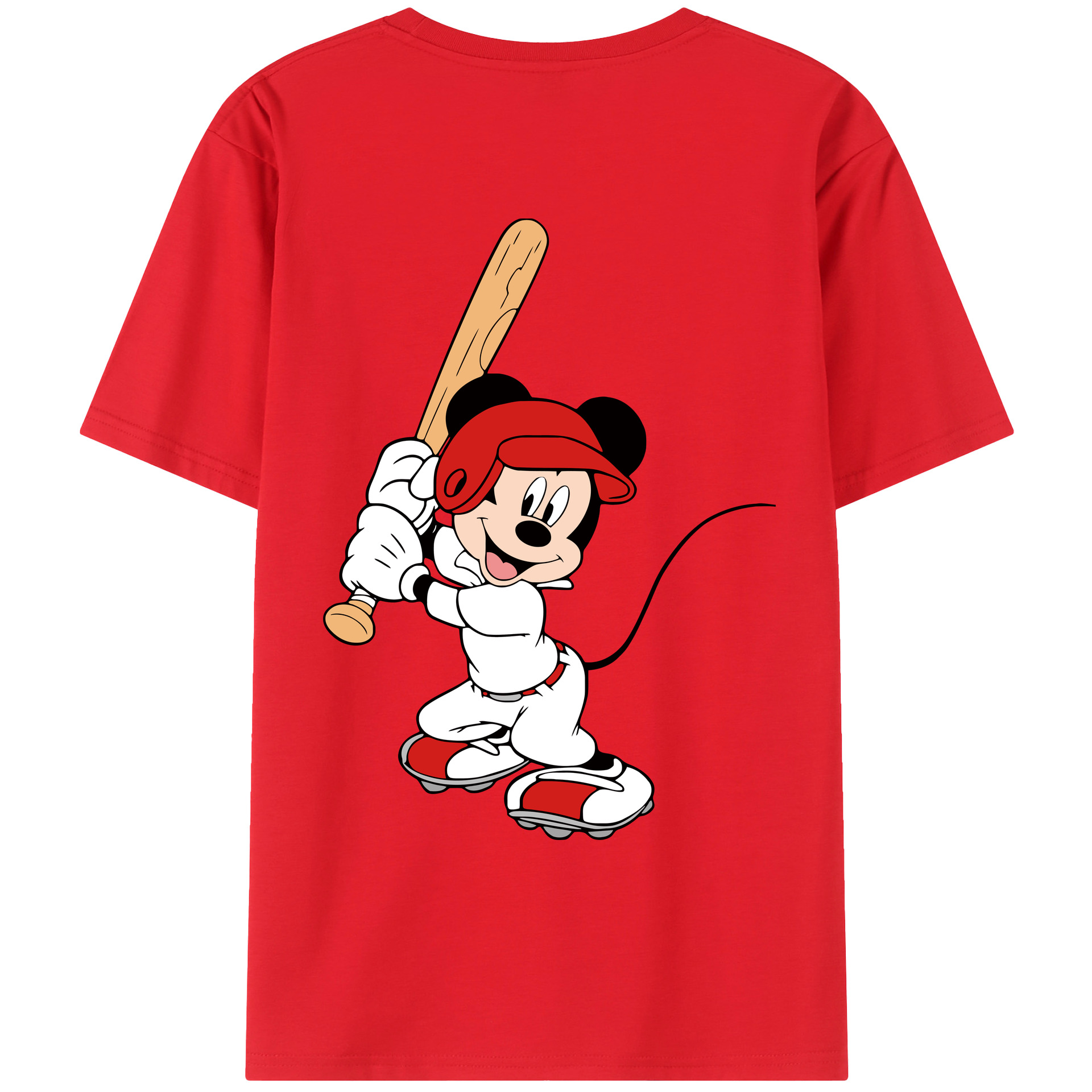 ミッキーマウス Mickey Mouse 綿100％ メンズ半袖Tシャツ（バックプリント） 通気性