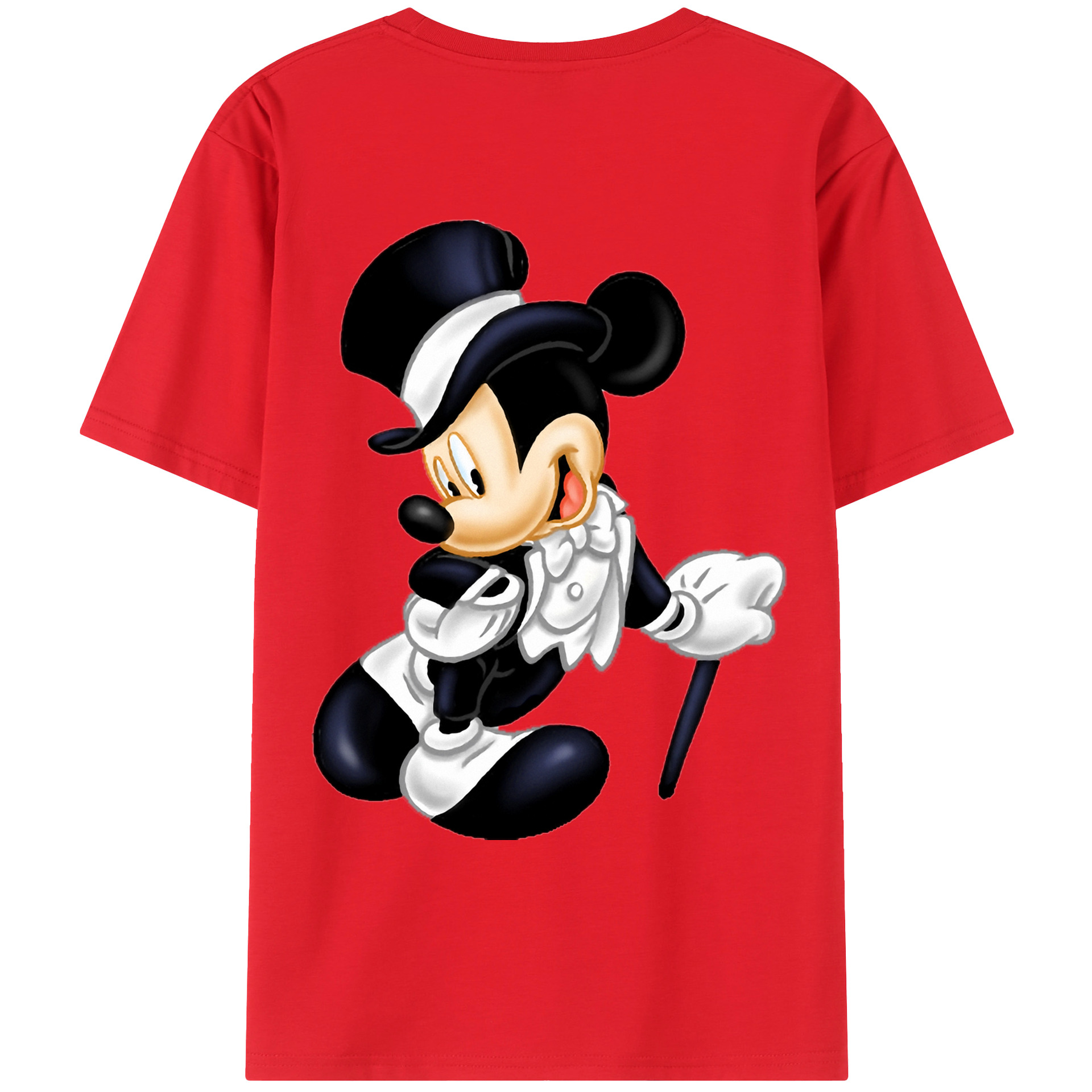 ミッキーマウス Mickey Mouse 綿100％ メンズ半袖Tシャツ（バックプリント） 通気性
