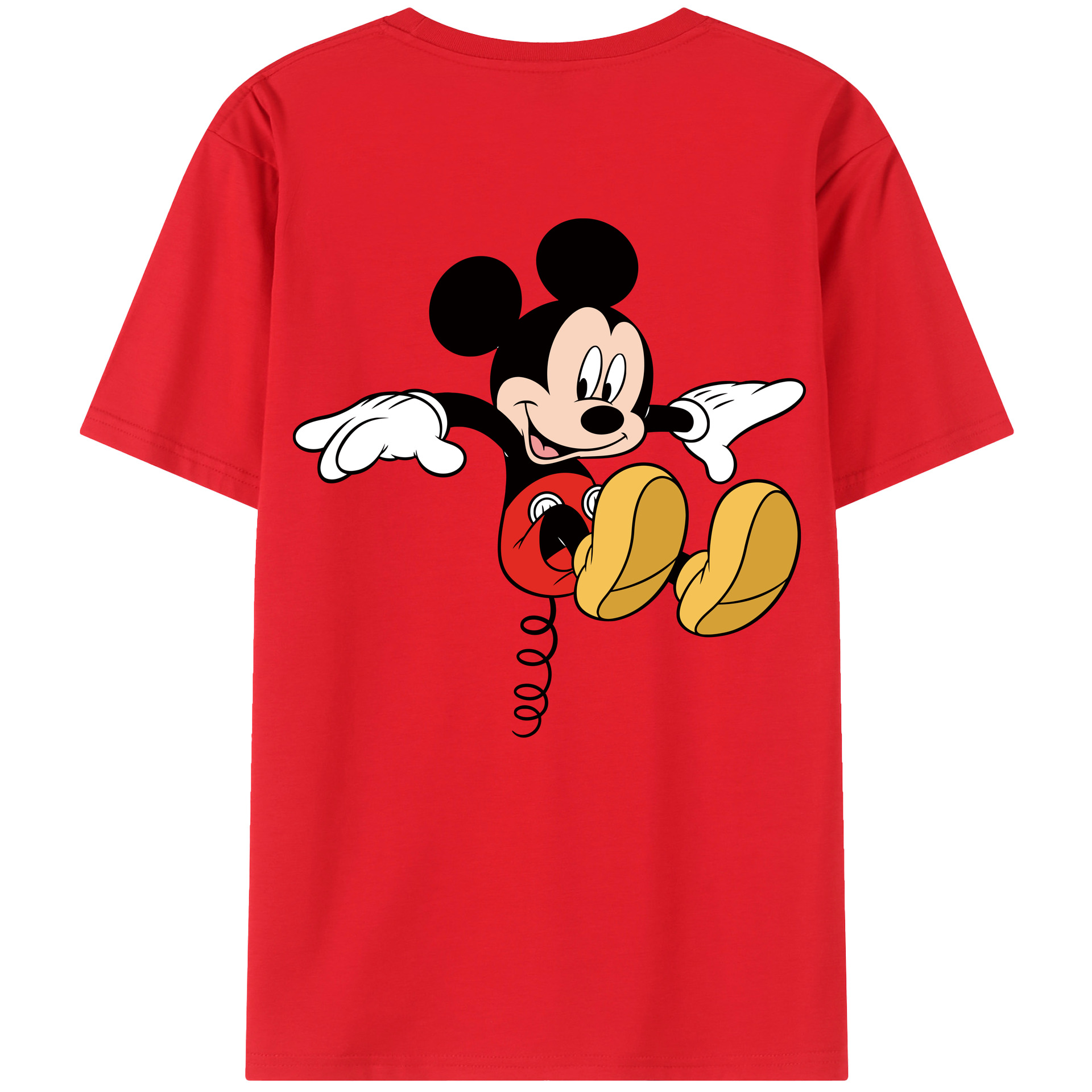 ミッキーマウス Mickey Mouse 綿100％ メンズ半袖Tシャツ（バックプリント） 通気性