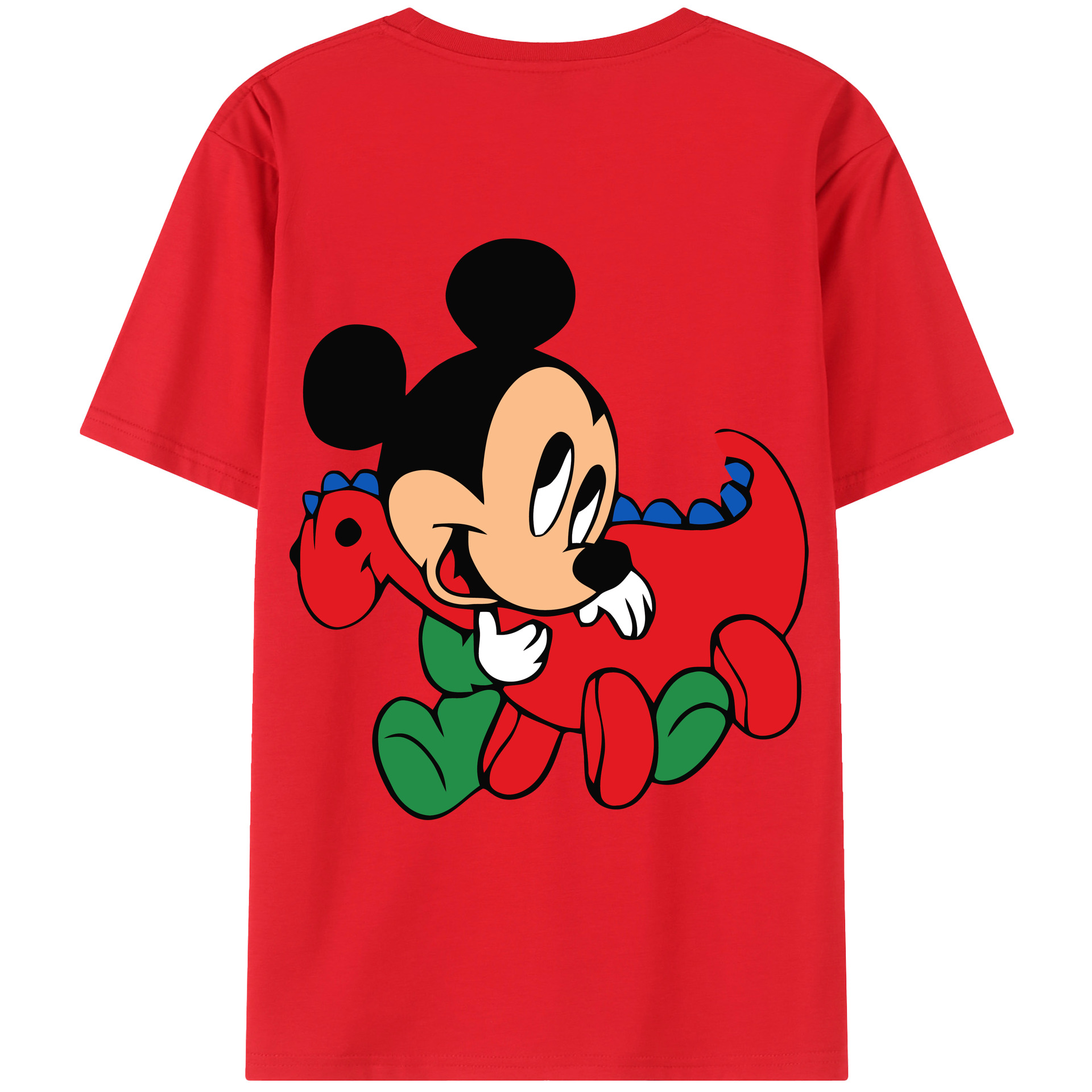 ミッキーマウス Mickey Mouse 綿100％ メンズ半袖Tシャツ（バックプリント） 通気性