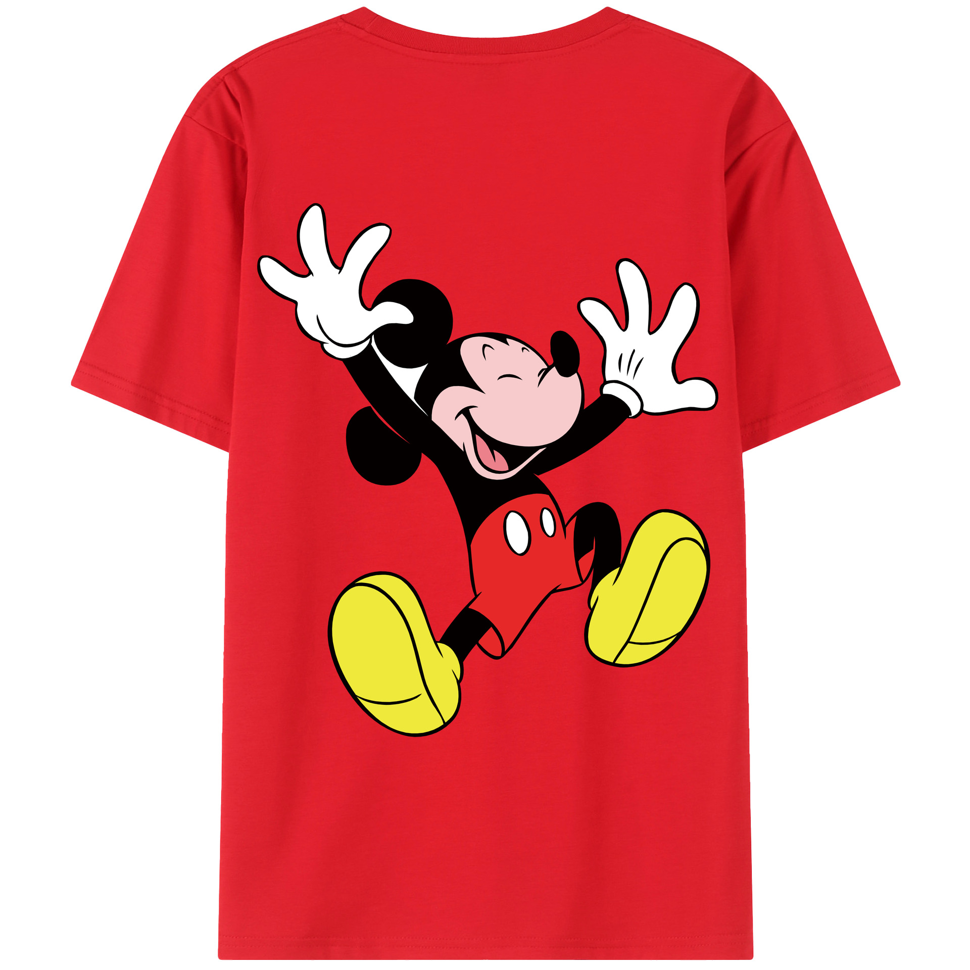 ミッキーマウス Mickey Mouse 綿100％ メンズ半袖Tシャツ（バックプリント） 通気性