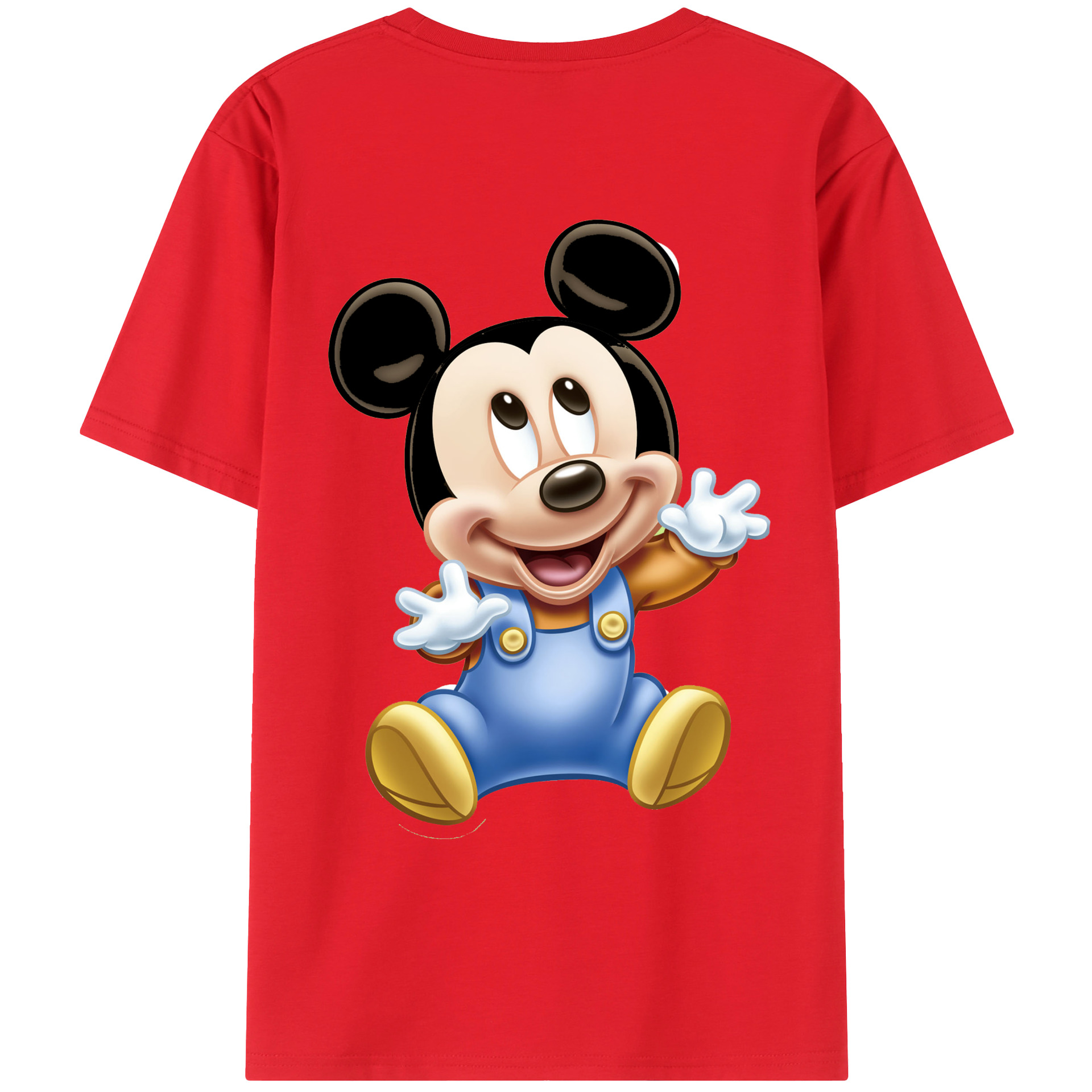 ミッキーマウス Mickey Mouse 綿100％ メンズ半袖Tシャツ（バックプリント） 通気性