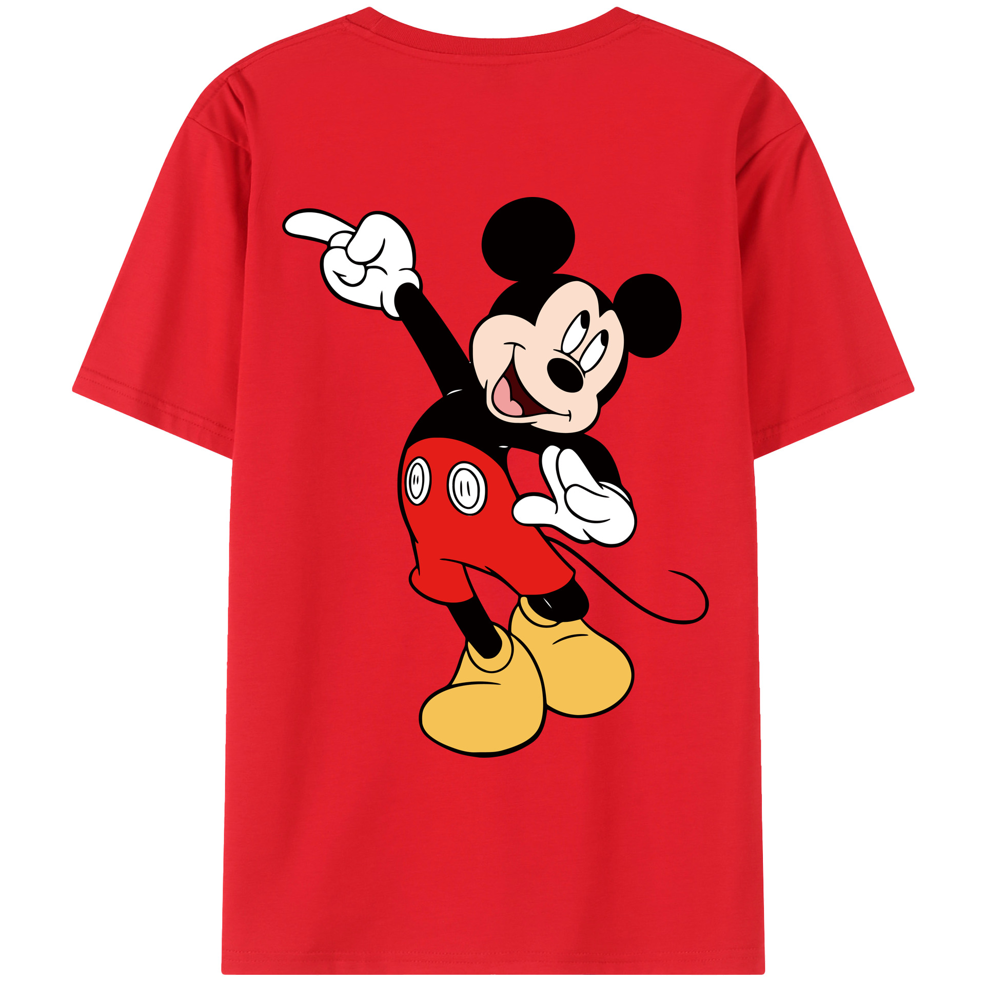 ミッキーマウス Mickey Mouse 綿100％ メンズ半袖Tシャツ（バックプリント） 通気性