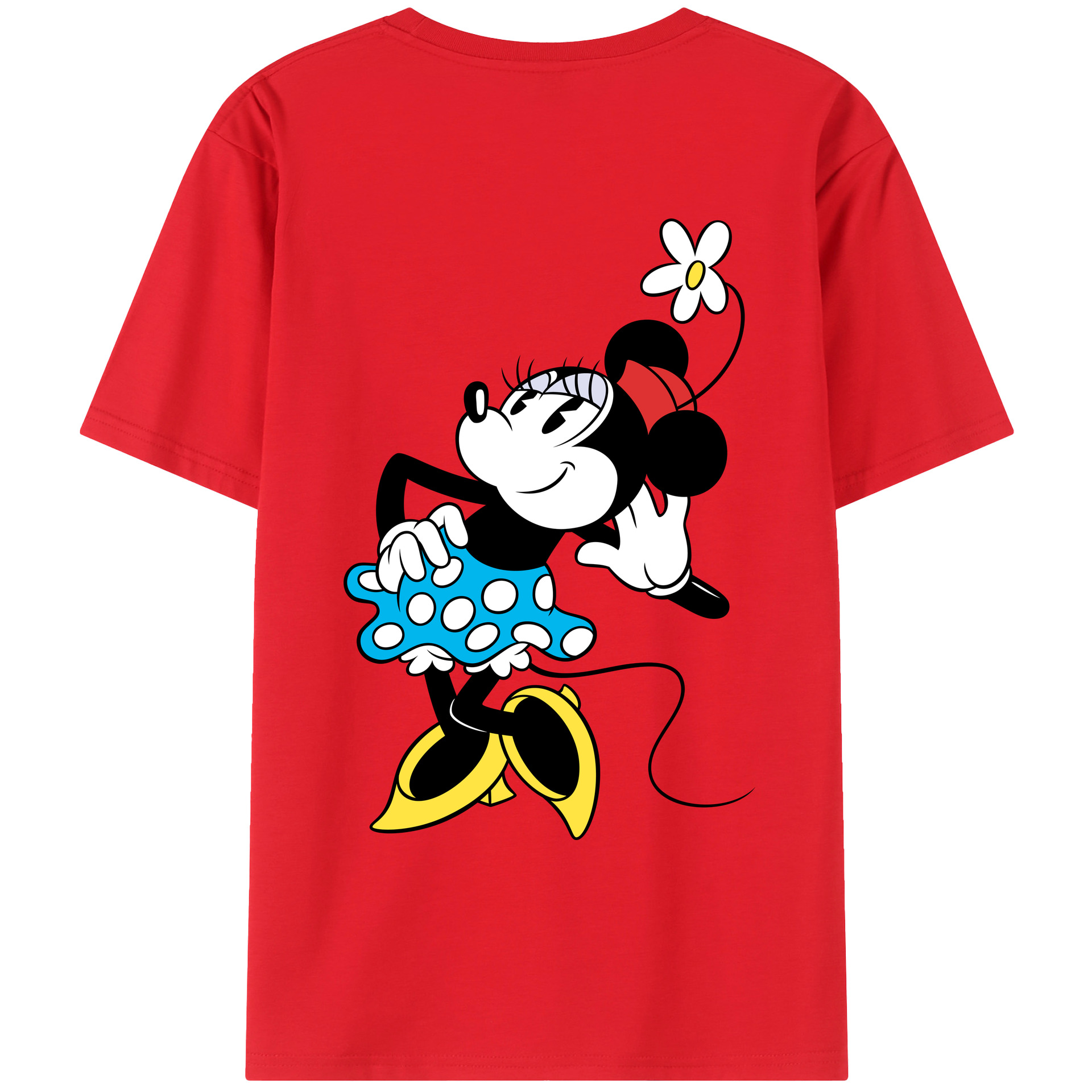 ミッキーマウス Mickey Mouse 綿100％ メンズ半袖Tシャツ（バックプリント） 通気性
