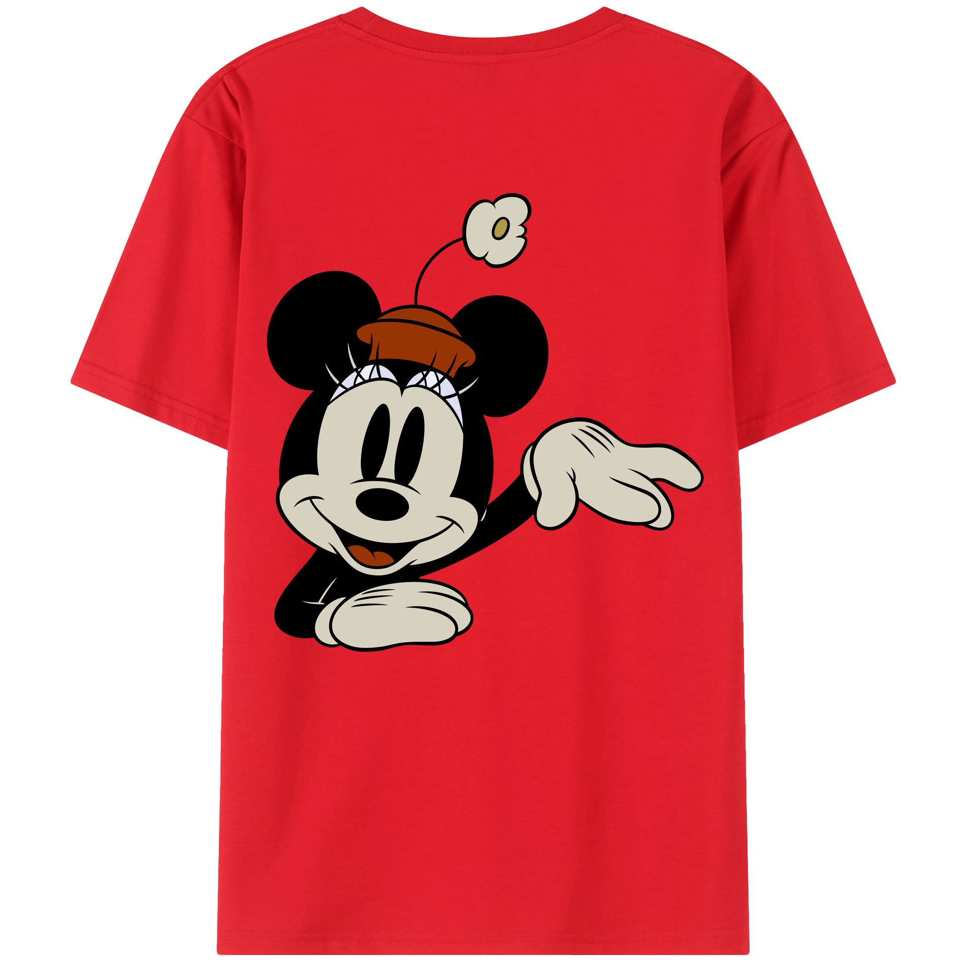 ミッキーマウス Mickey Mouse 綿100％ メンズ半袖Tシャツ（バックプリント） 通気性